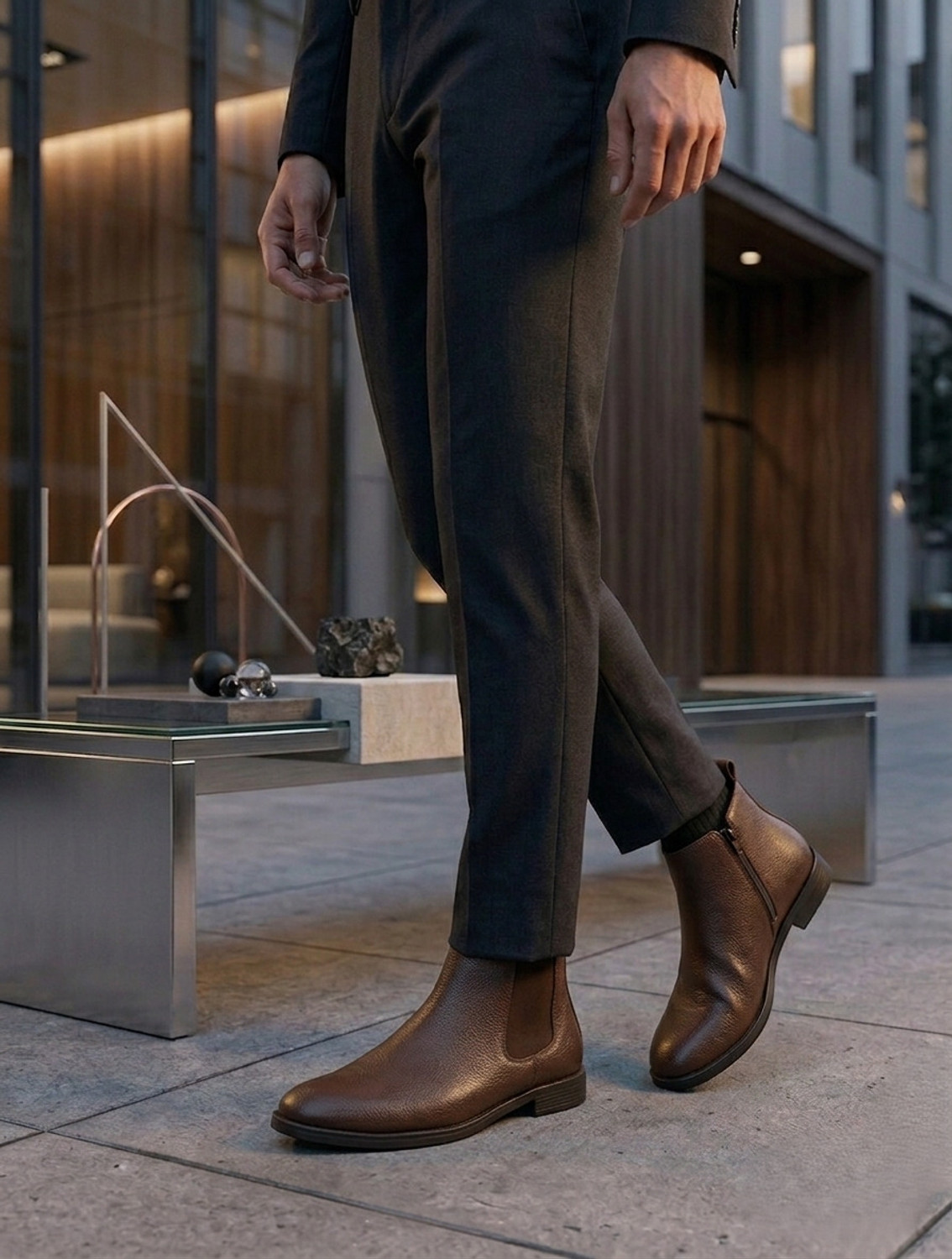 Image of TANN & TRAIL Men's Chelsea Zipper Boots For Men