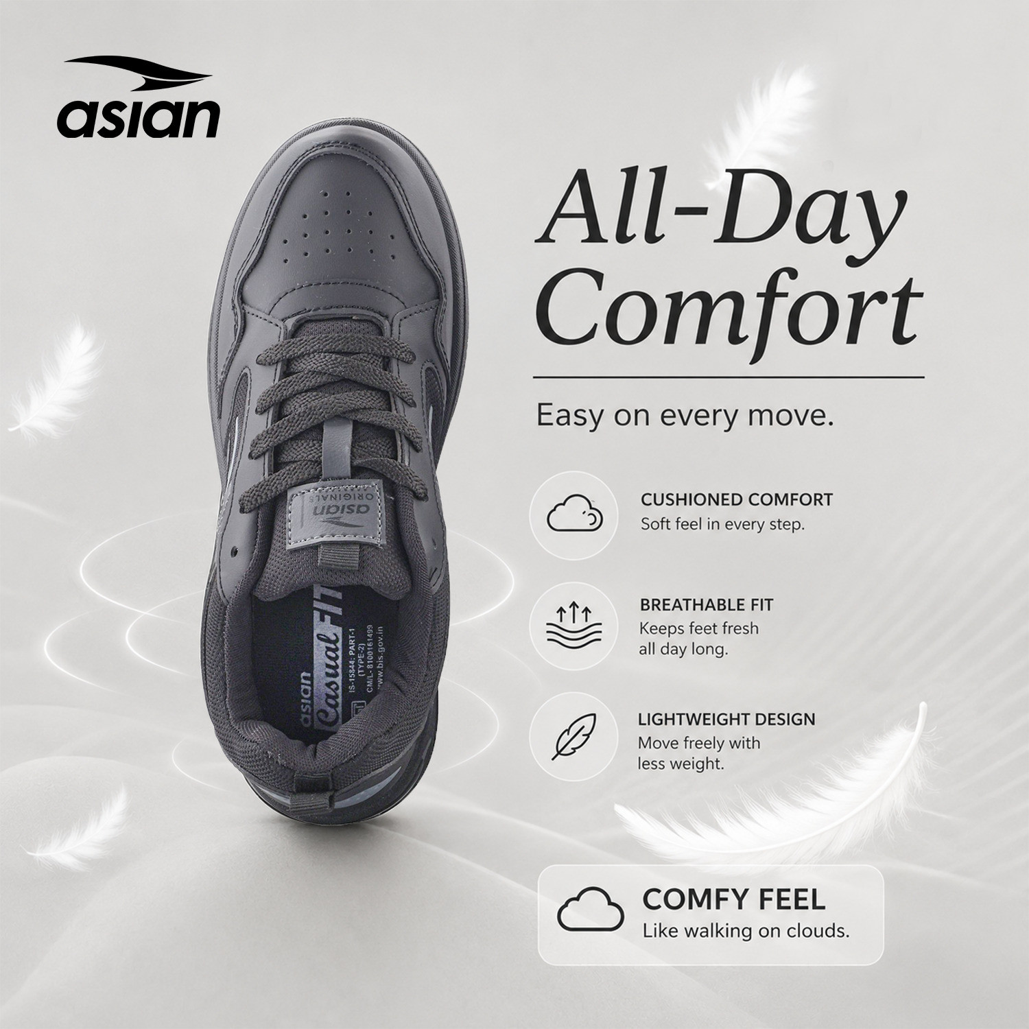 Image of asian Defender-03 Men's Casual Sneakers with Cushioned Sole & Low Top Style Sneakers For Men