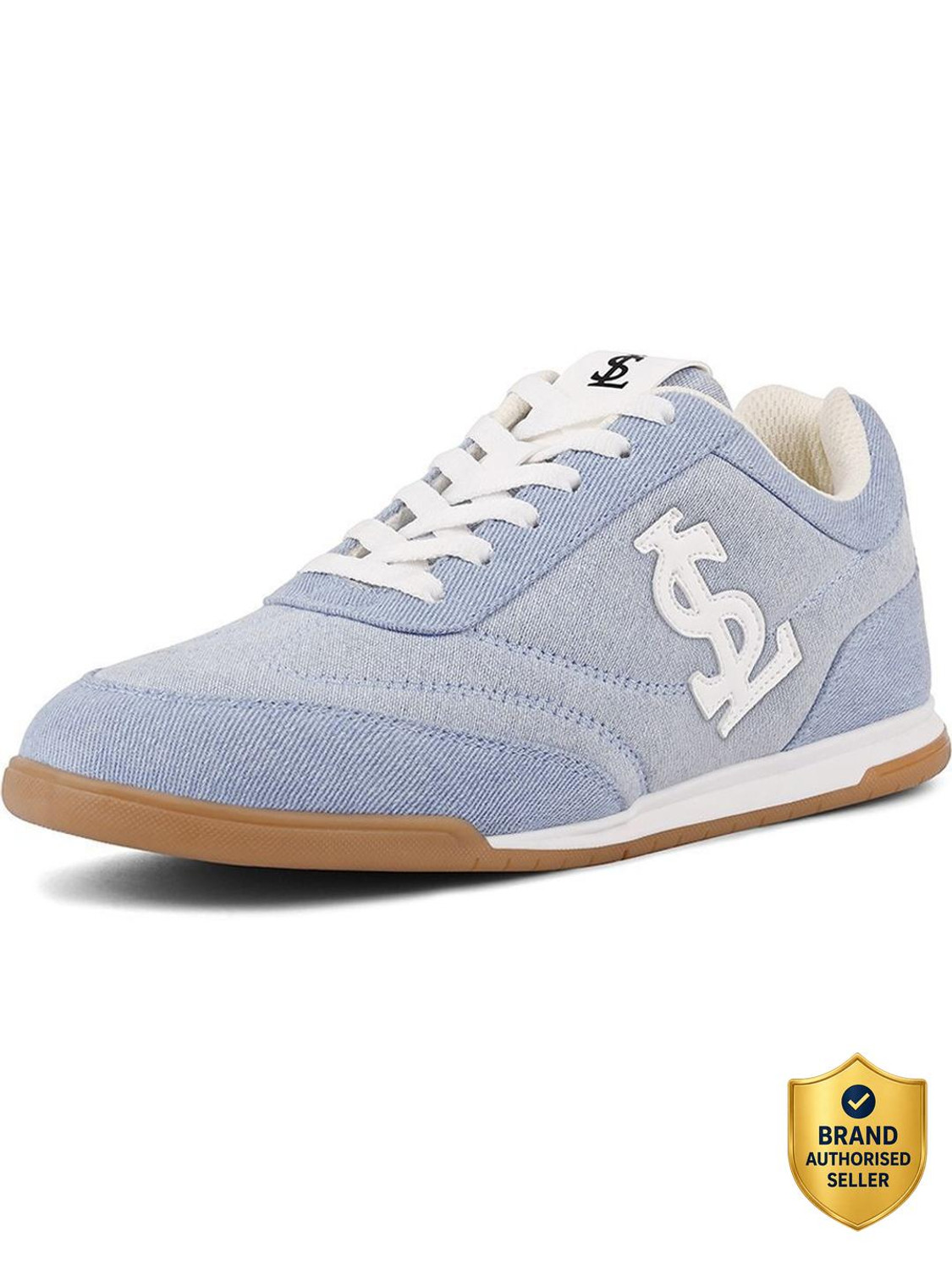 Image of LOUIS STITCH Women's Sky Blue Lightweight and Comfortable Casual Lace-Up Denim Sneakers Sneakers For Women