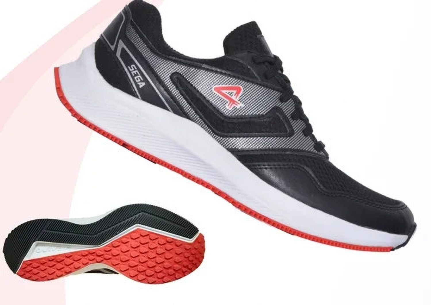Image of Star Impact Running Shoes for Men - SEGA Comfort(Original) - Red Black Casuals For Men