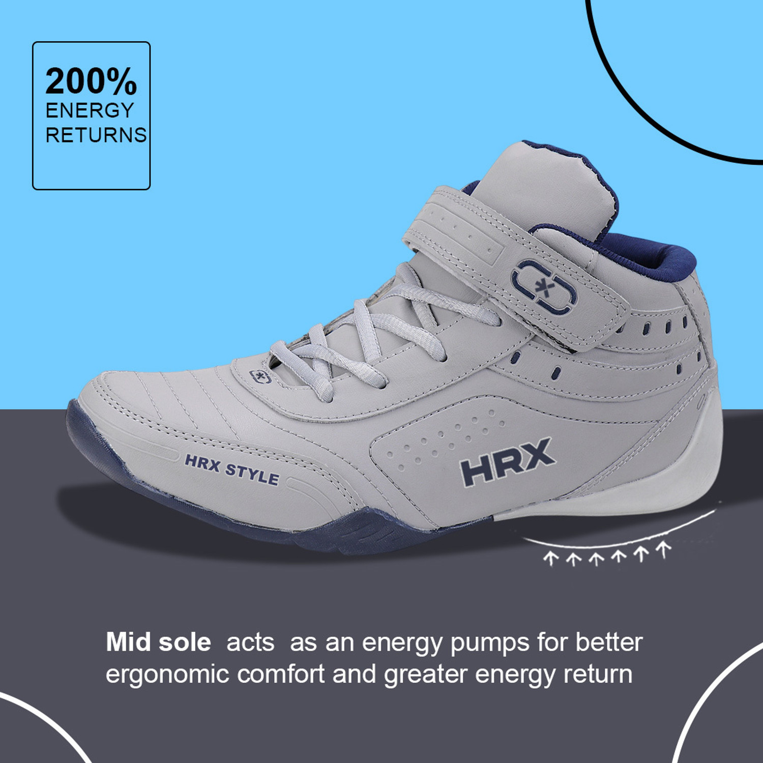 Image of HRX by Hrithik Roshan Running Shoes For Men (Grey, 7)