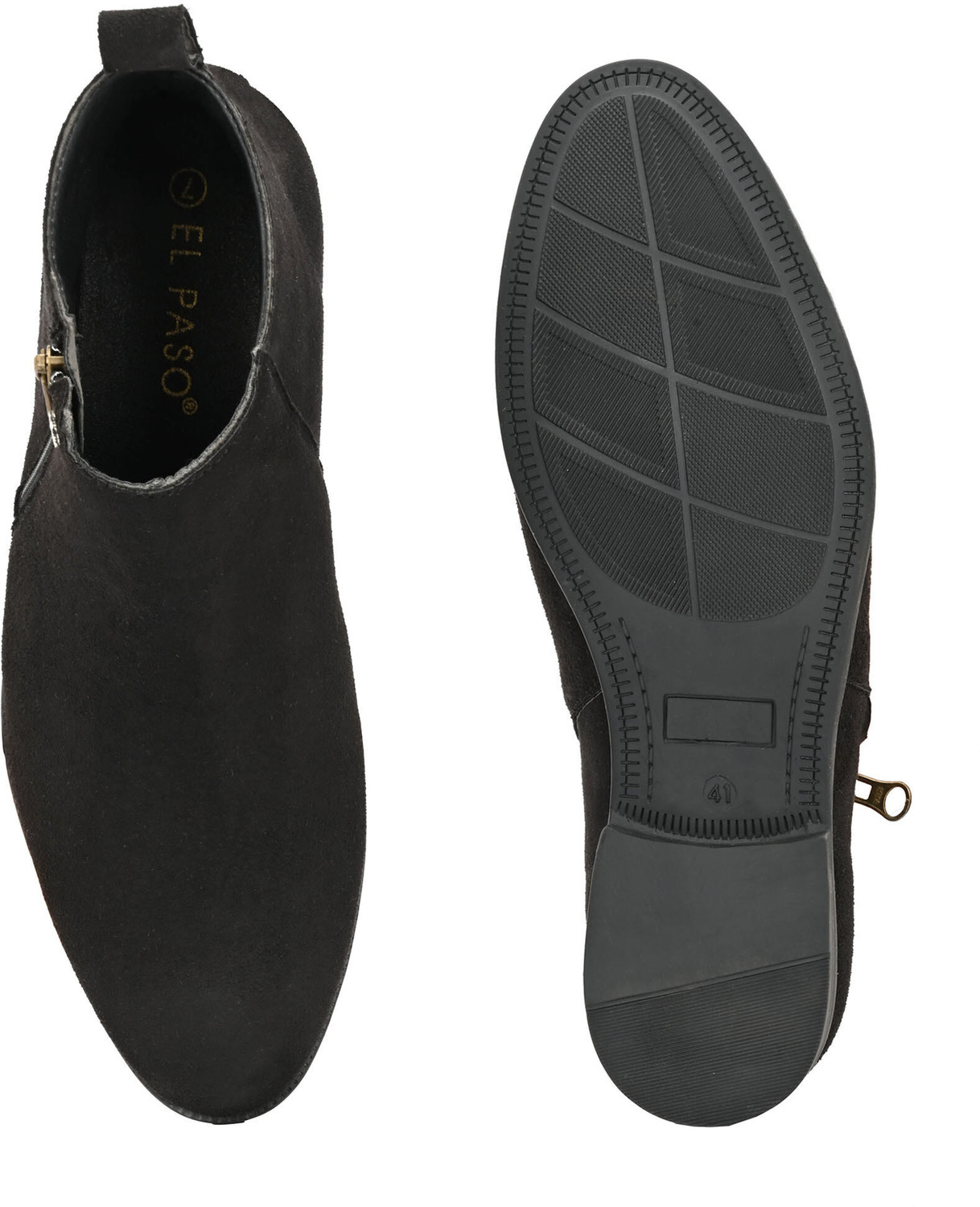 Image of EL PASO Trendy Black Suede Ankle Boots for Men | Zip Closure | Casual & Party Wear Boots For Men