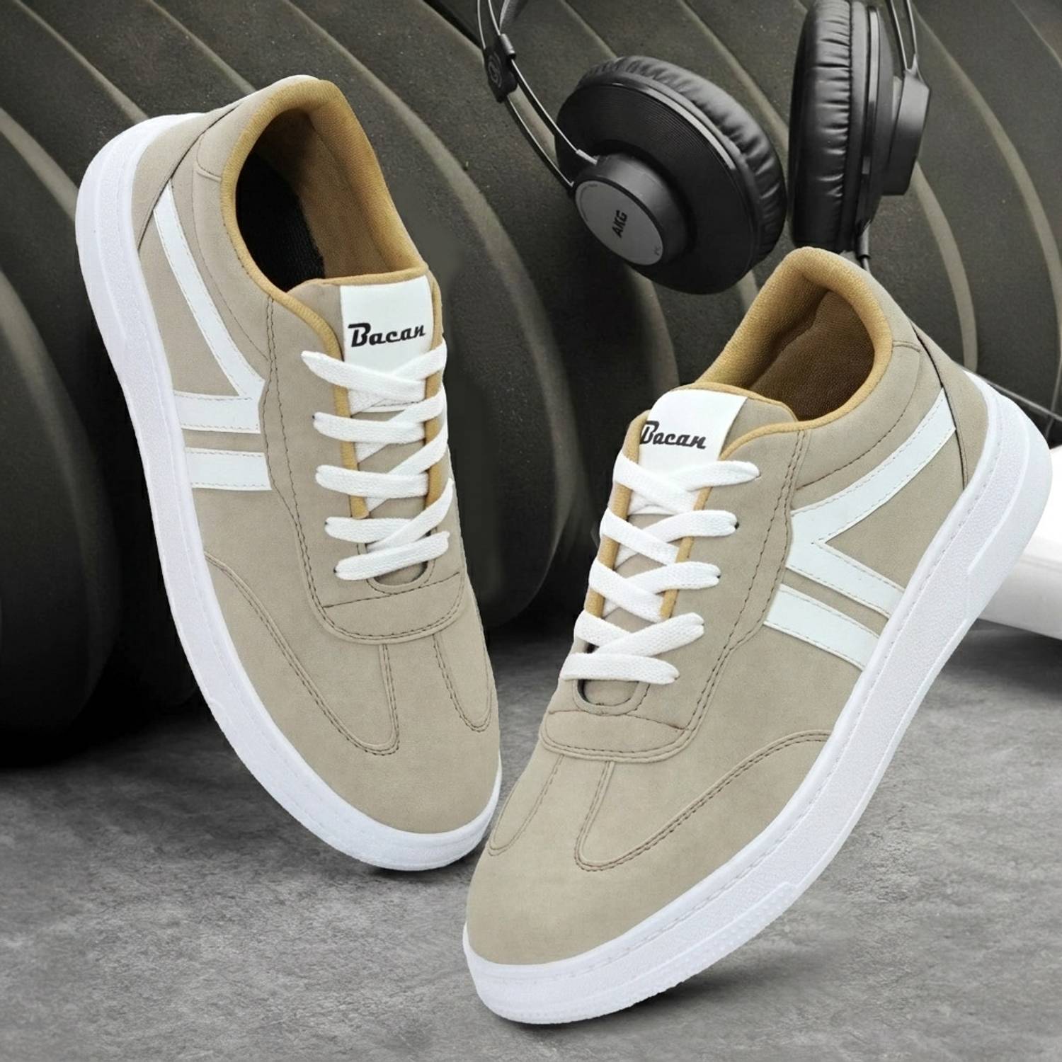 Bacan Men's Beige Synthetic Casual Shoes - Image 1