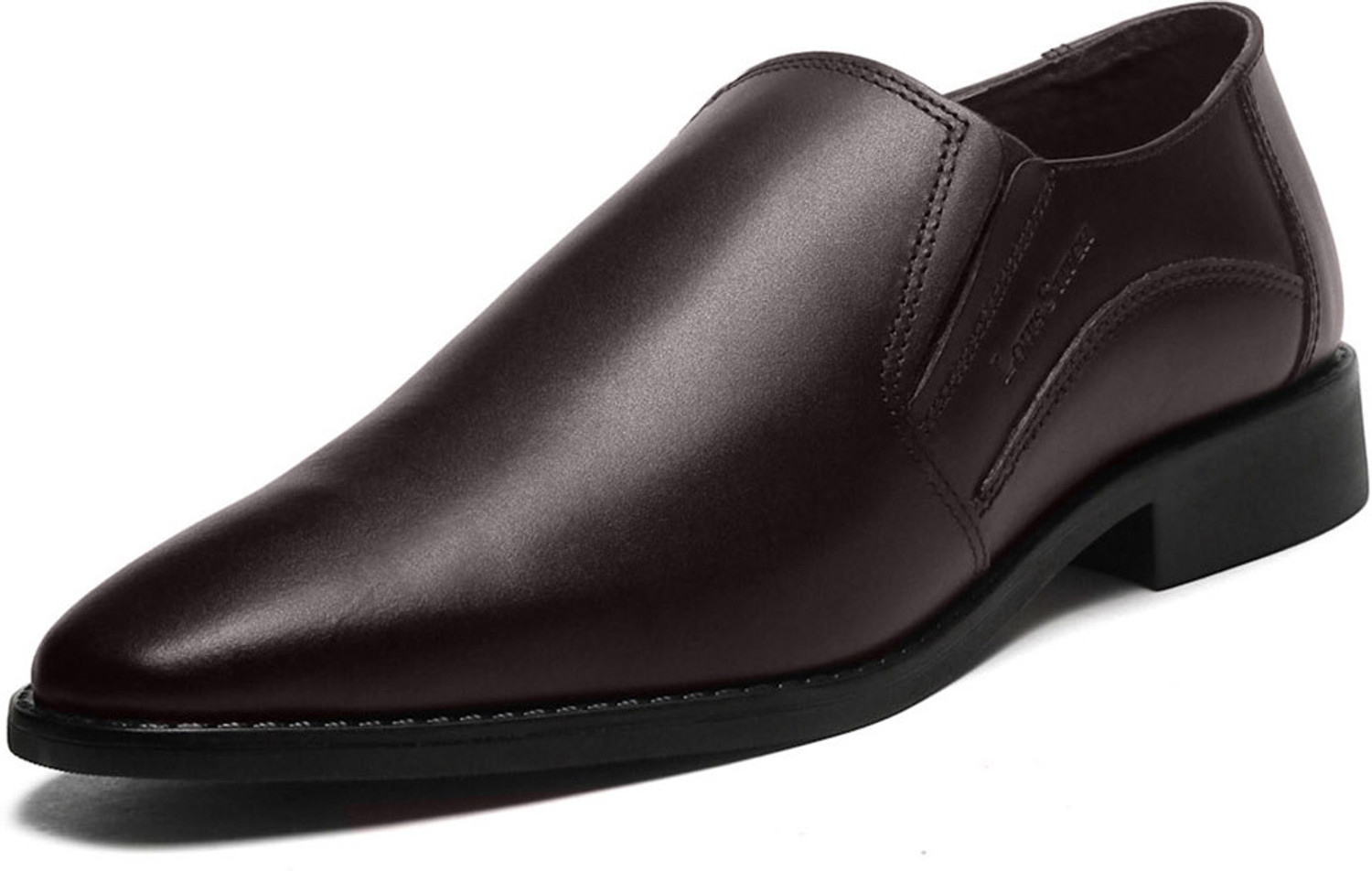 Image of LOUIS STITCH Brunette Brown Leather Mocassins Shoes Formal Loafers Slipons for Men - RXSOBB Slip On For Men