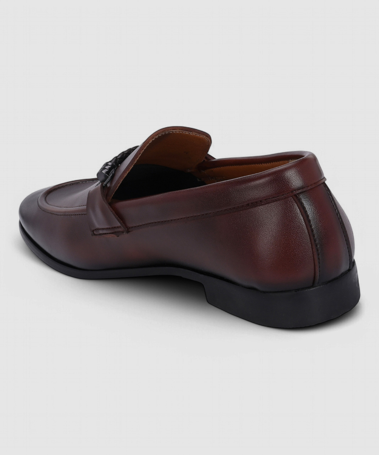 Image of House of Pataudi House of Pataudi Men Brown Faux Leather Casual Slip On Loafers Loafers For Men