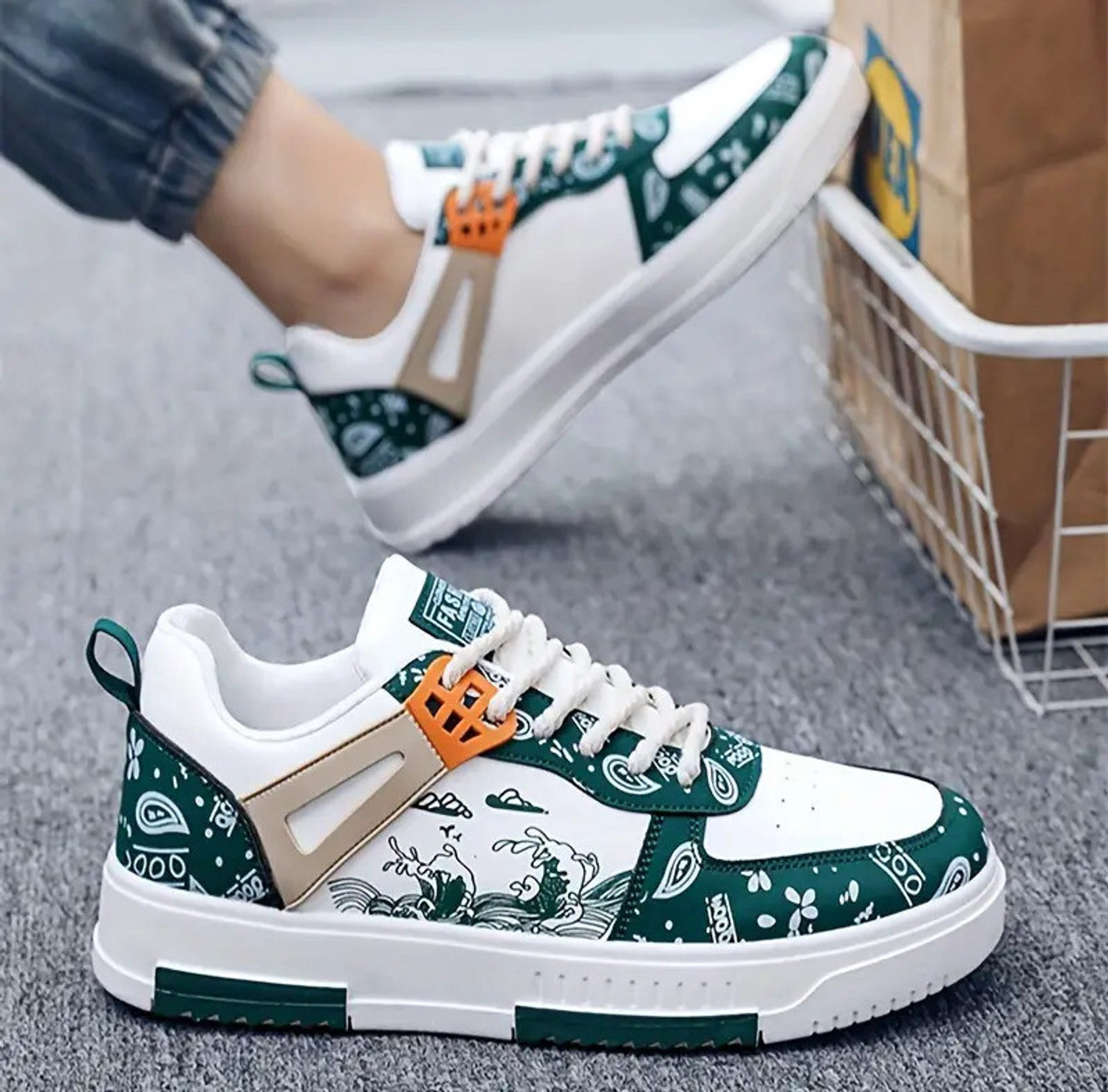 Image of Xtoon Good vibes white green light weight sneakers sports Casuals For Men