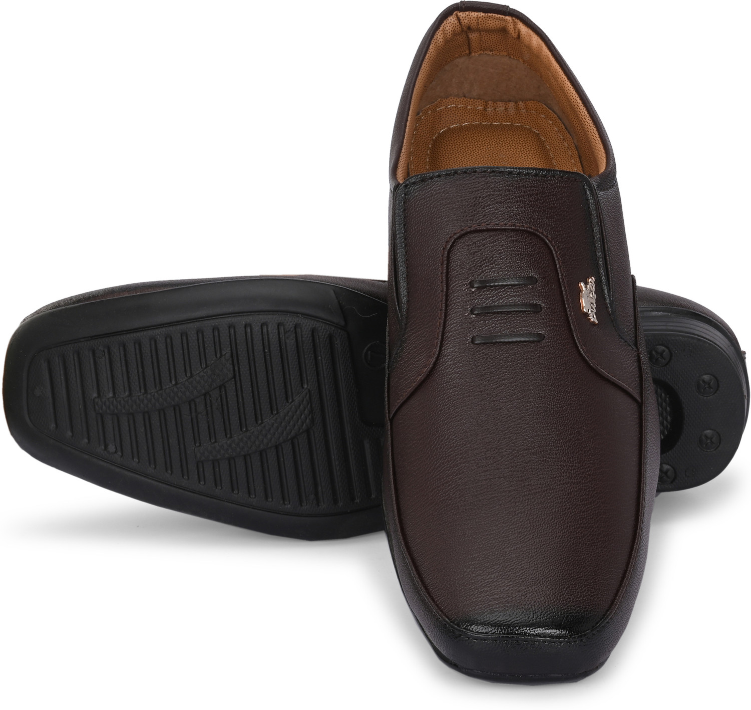 Image of Stylelure Synthetic Leather Brown Formal Office Shoes Slip Mocassin For Men (Brown, 7)