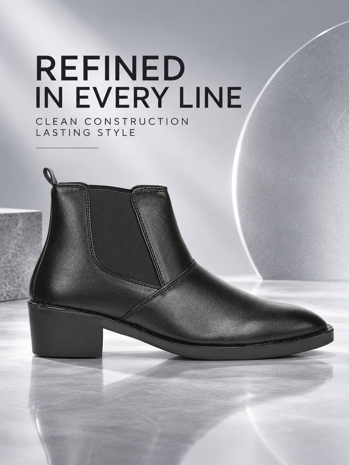 Kraasa Height Increasing Chelsea Boots For Men Black - Image 4