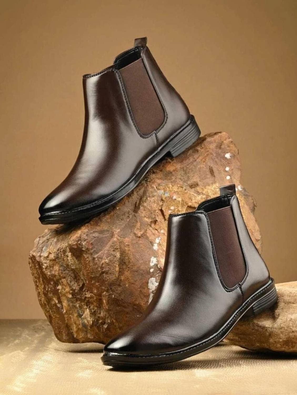 T-ROCK Synthetic Leather Lightweight Comfortable Trendy Walking Slip On Chelsea Boots Boots For Men