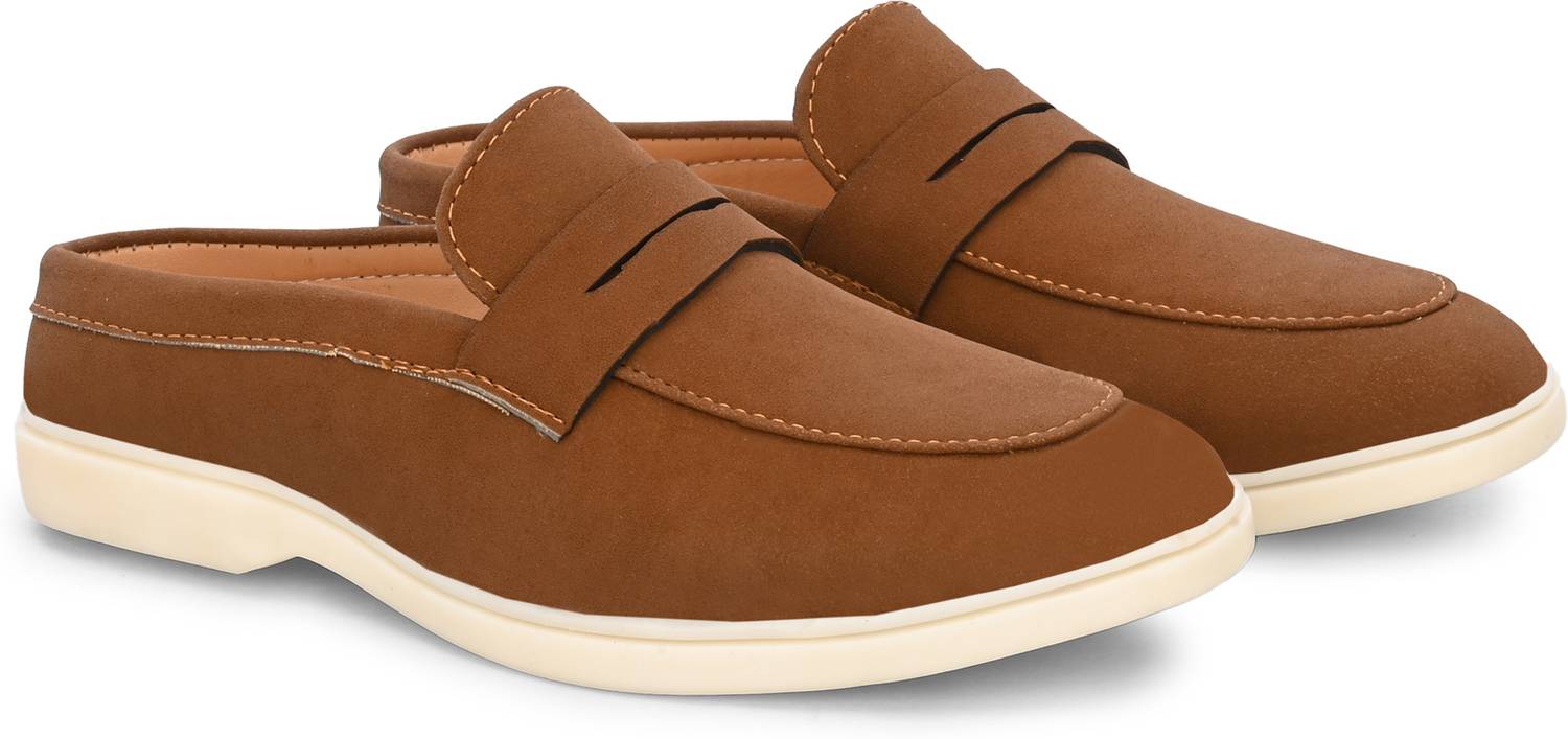 JK PORT Men's Tan Comfort Slip-On Mule Loafers - Image 5