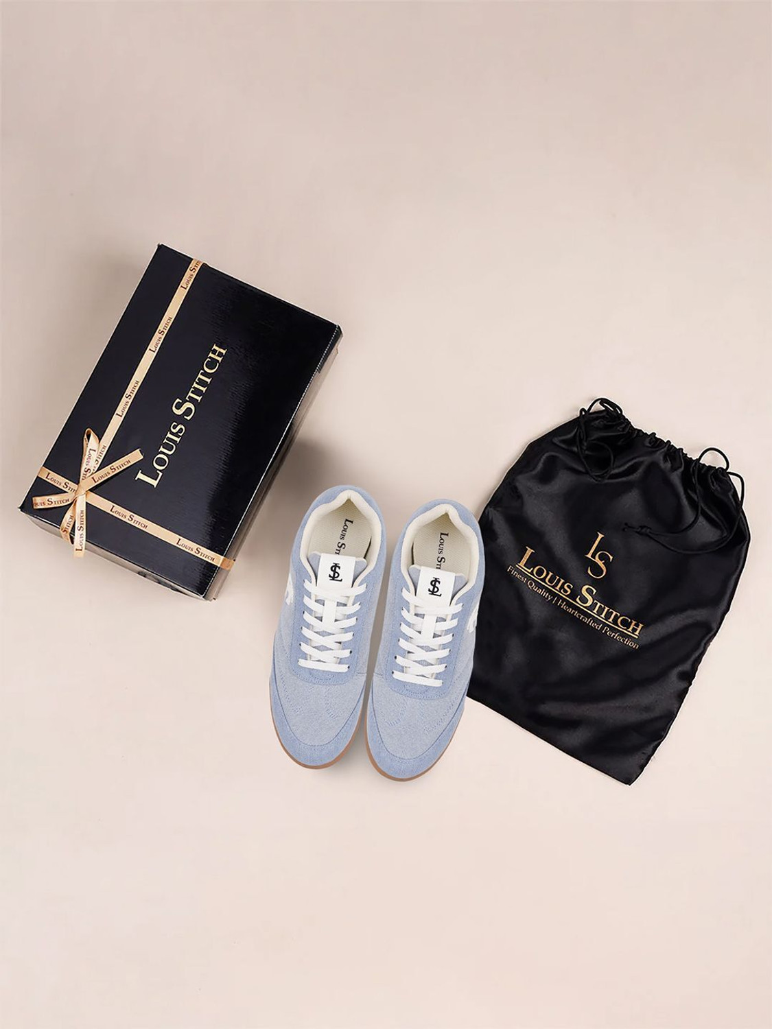Image of LOUIS STITCH Women's Sky Blue Lightweight and Comfortable Casual Lace-Up Denim Sneakers Sneakers For Women