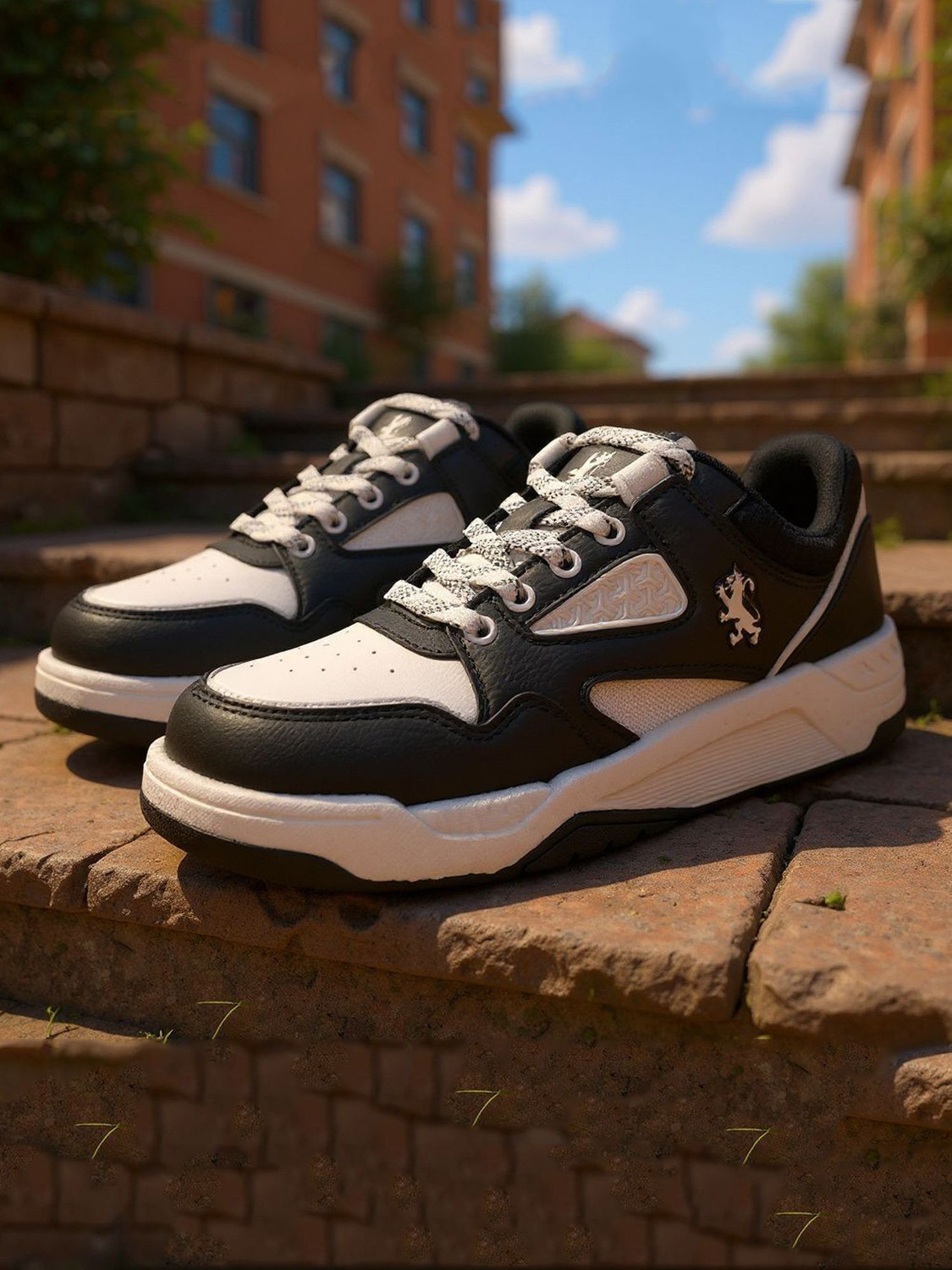 RED TAPE Men White & Black Chunky Sneakers | Lace-Up Casual Shoes for Daily Wear Casuals For Men