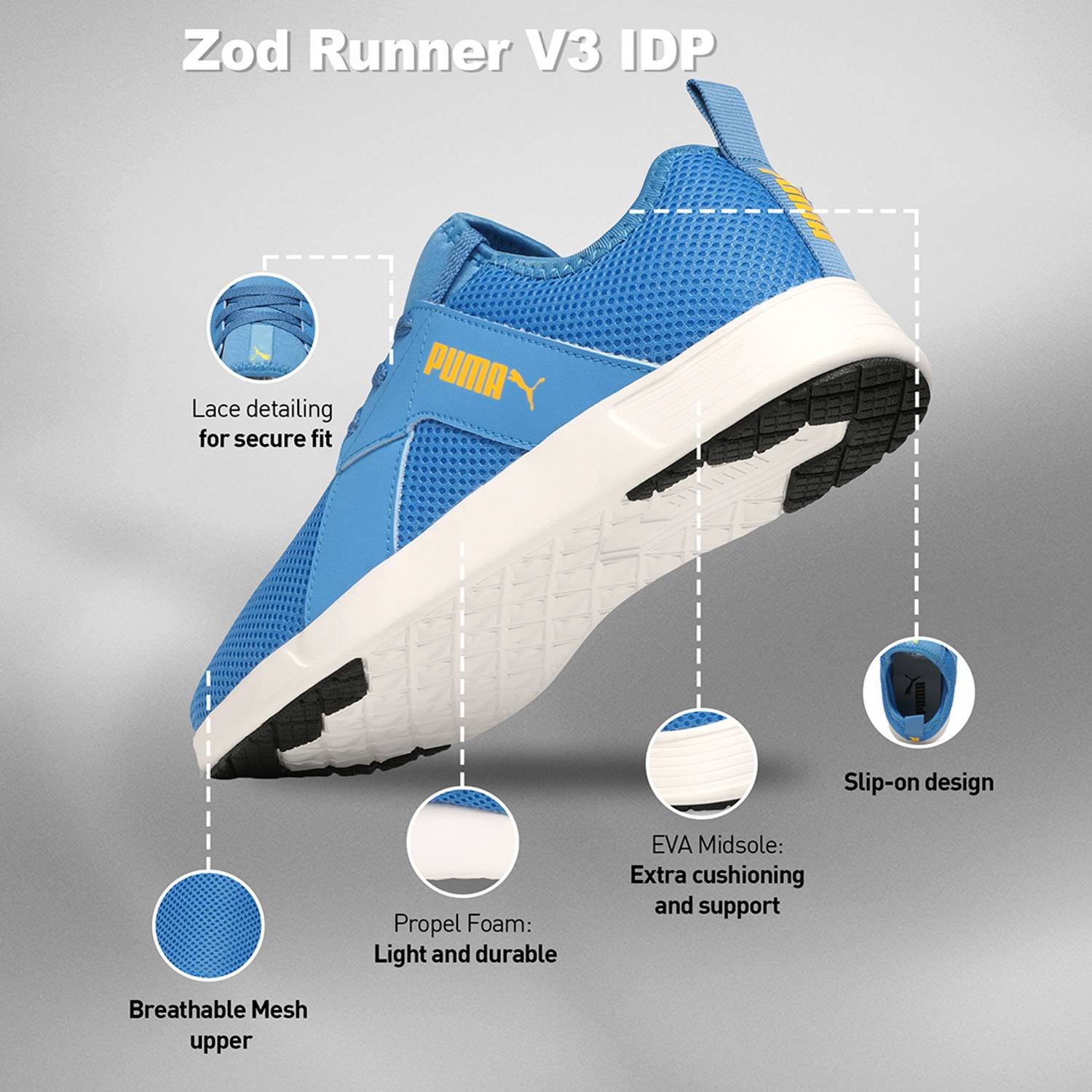 PUMA Zod Runner V3 IDP Sneakers For Men Blue - Image 3