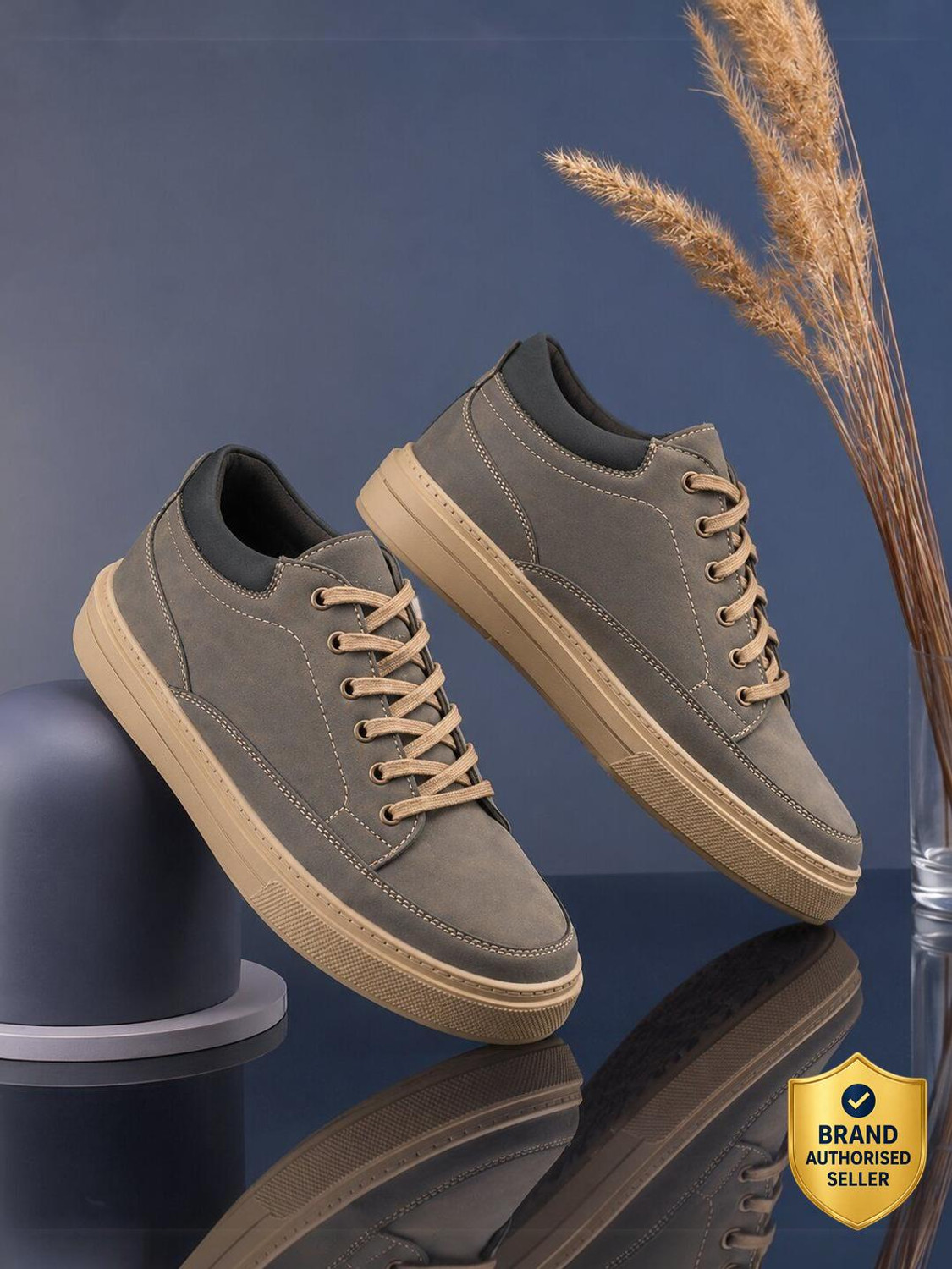 Image of Roadster Men olive solid comfortable synthetic leather lace up high top casual ankle boo Boots For Men