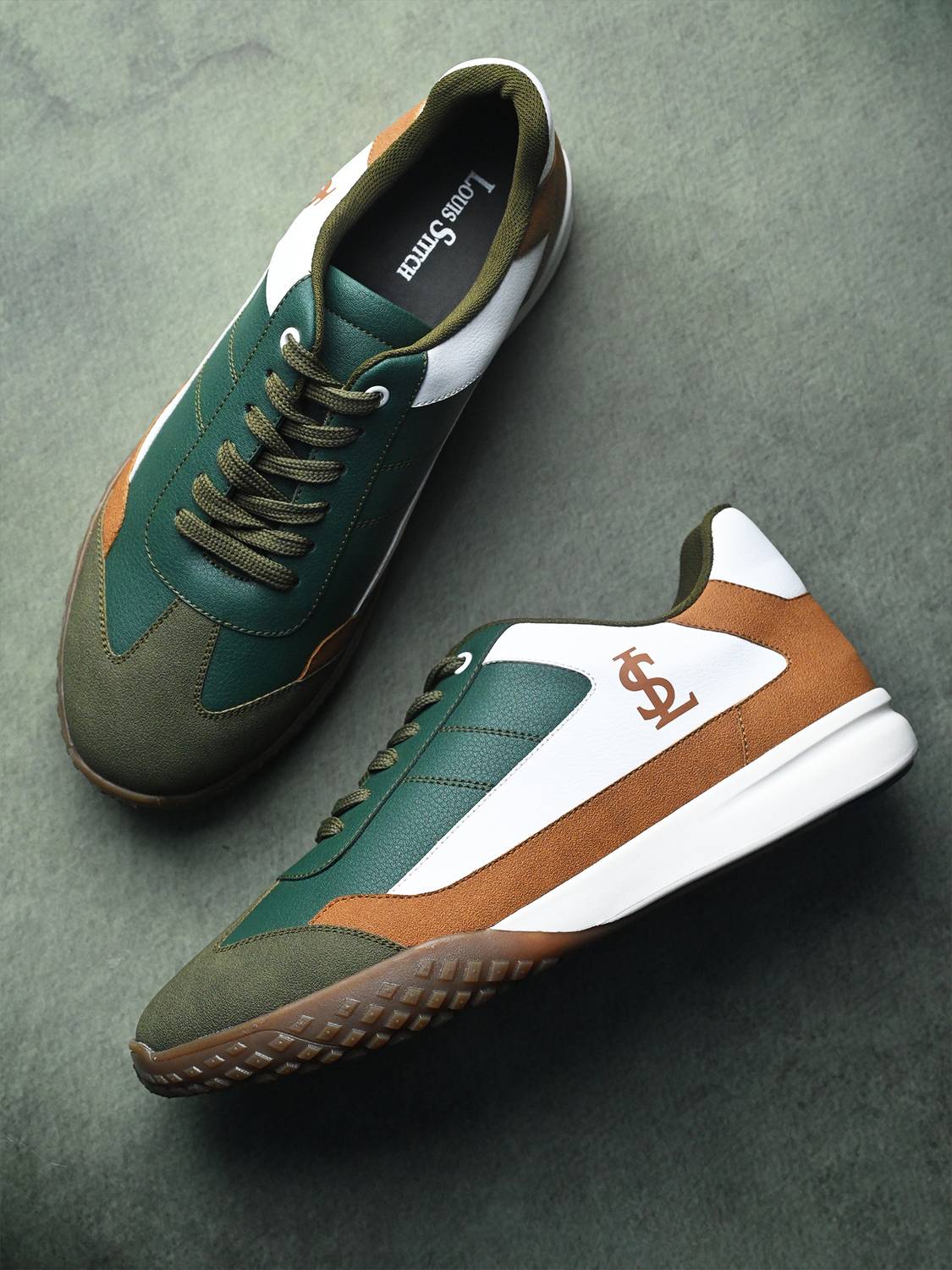 Louis Stitch Men's Green and Tan Sneaker UK-6 - Image 2