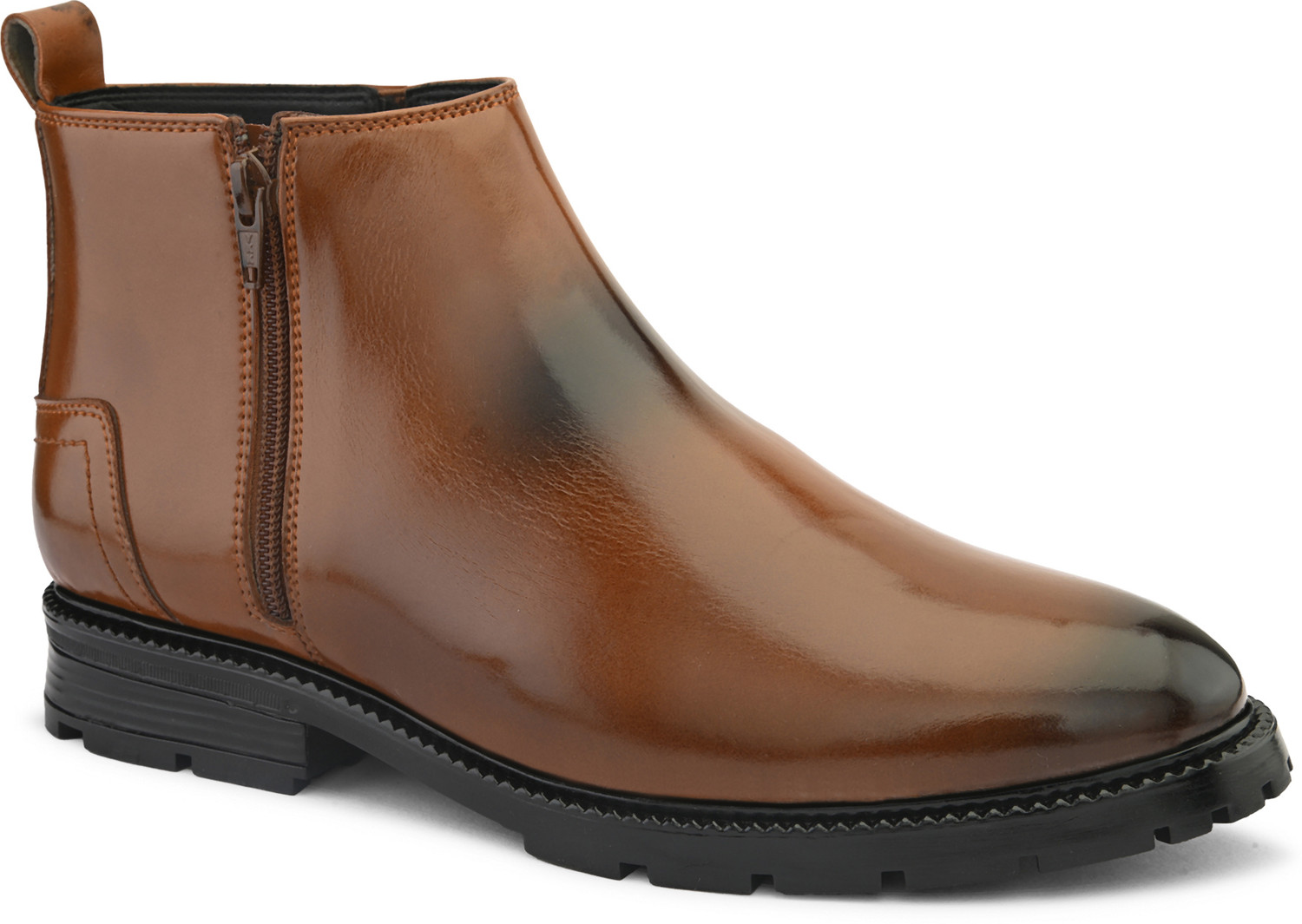 Image of Roadster Men tan solid round toe high top regular zipped regular chelsea casual boots Boots For Men