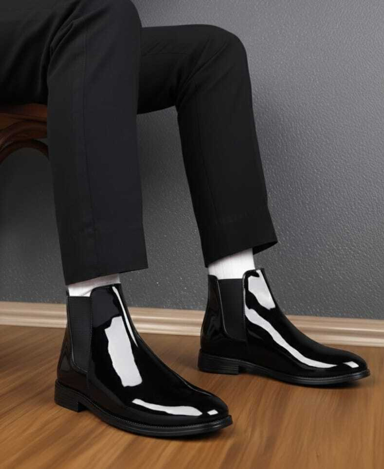 Image of T-ROCK Synthetic Leather Lightweight Comfortable Trendy Partywear Slip On Chelsea Boots Boots For Men