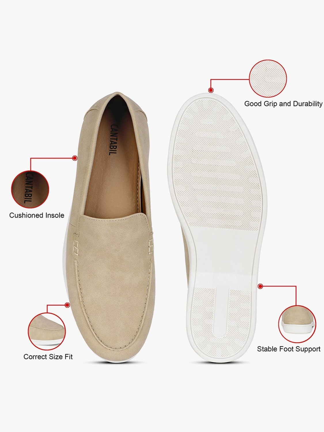 Image of CANTABIL Casual Loafers Shoes for Men l Lightweight & Comfortable with Cushioned Insole Loafers For Men