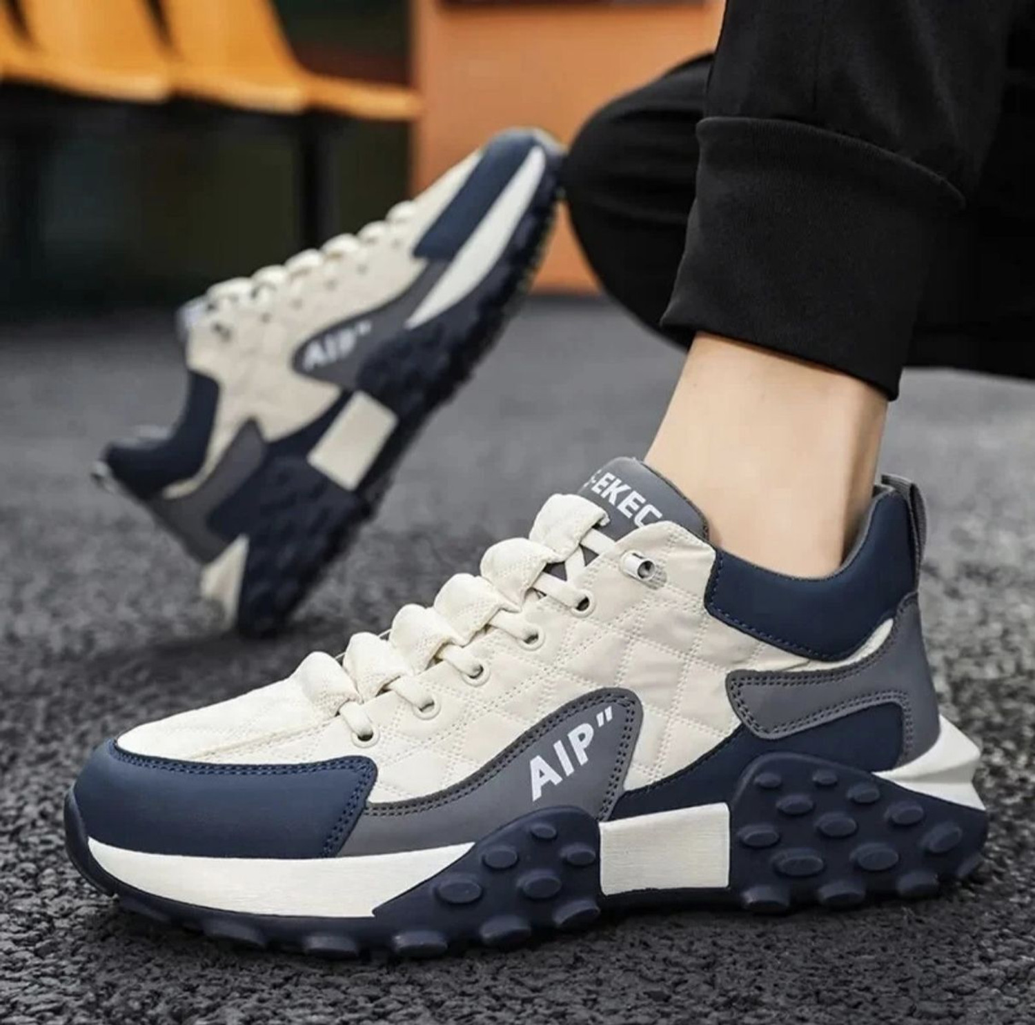 Image of flostar Men's Outdoor Sneakers with Textured Sole - Lightweight Comfort Sport Shoes Sneakers For Men