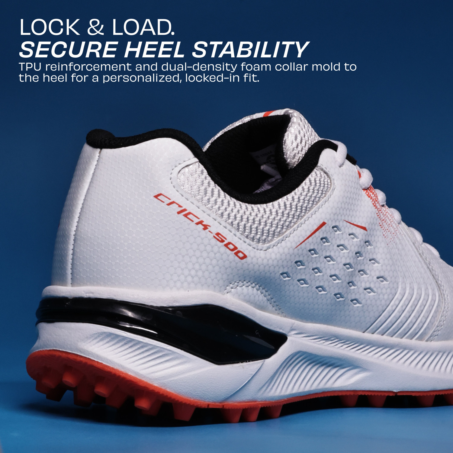 Image of NIVIA CRICK 500 1.0, Mesh & PVC Upper, Rubber Stud Sole, Duofoam Cushion Cricket Shoes For Men