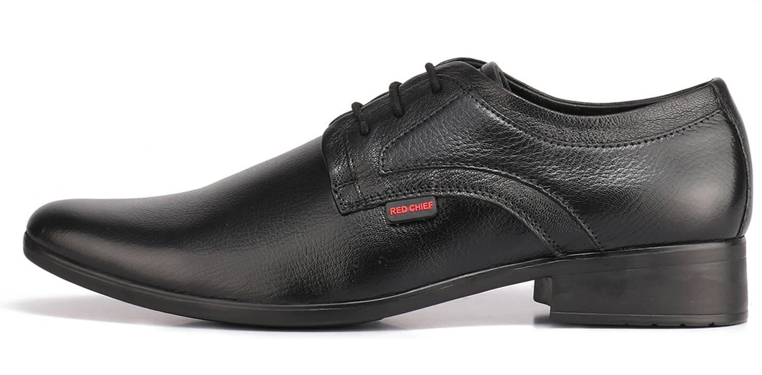 RED CHIEF Genuine Leather Formal Derby Shoes for Men Black RC3496