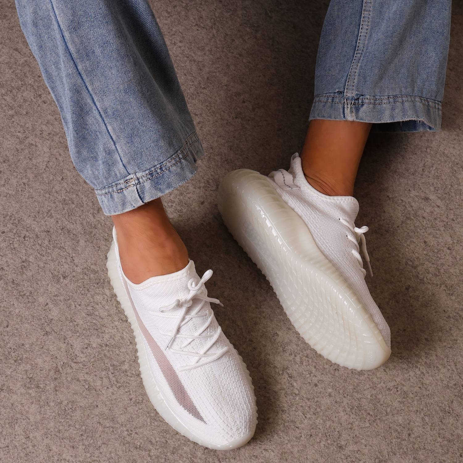CREATIONSNISHU Unisex White Sneakers - Image 3