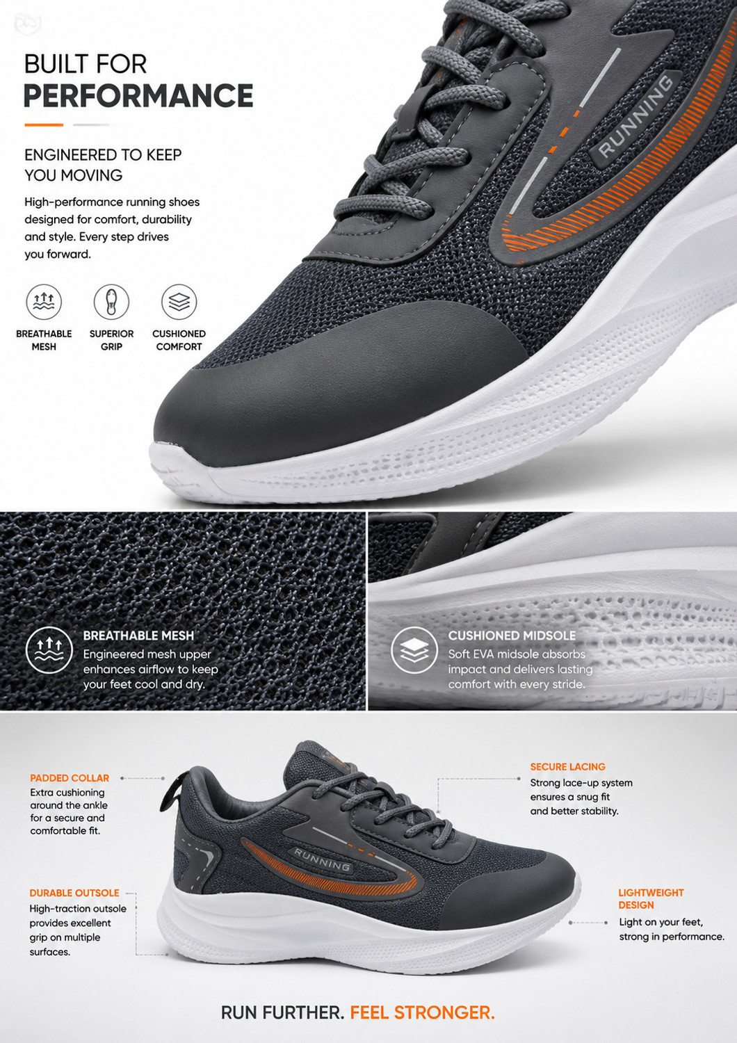 Image of Vokstar Men's Sports Shoes | Durable Lightweight Gym & Walking Sneakers Casuals For Men