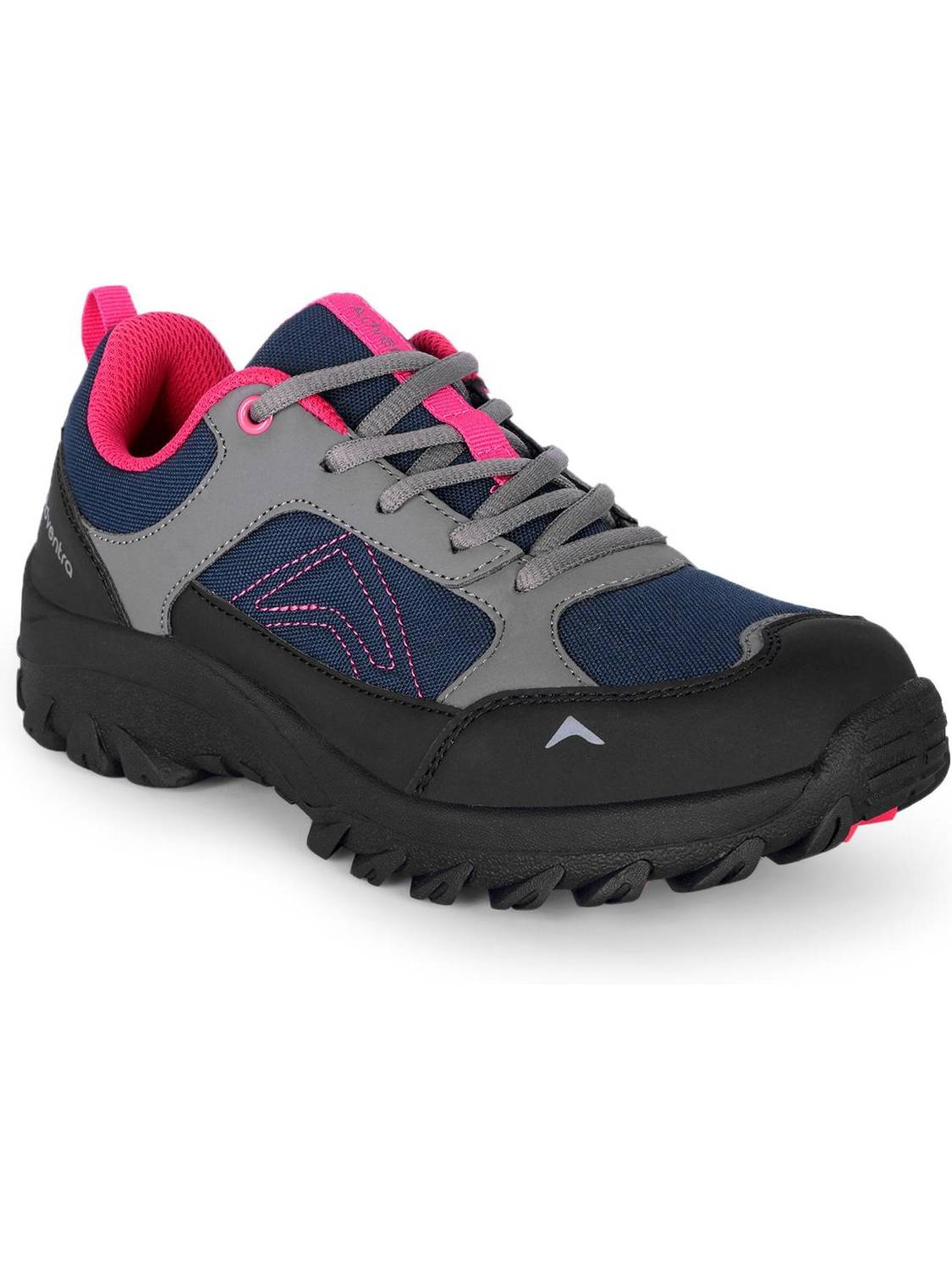 Adventra Women Low-Top Hiking Shoes with Anti-Skid Rubber Sole (EH500) Black-Pink Hiking & Trekking Shoes For Women