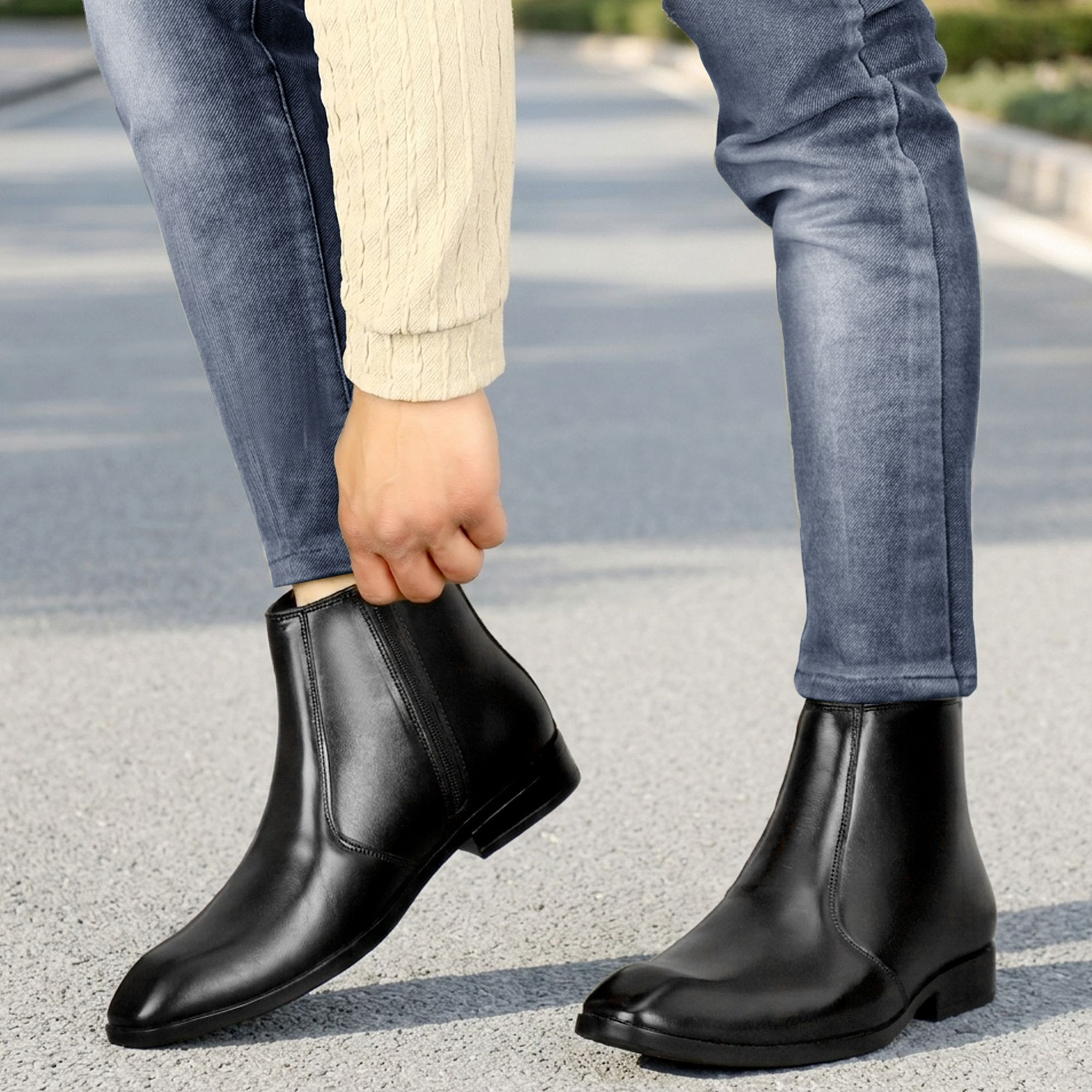 Image of Lohar Pure Genuine Leather Boots for Men | Classic Slip-On Ankle Boots Boots For Men