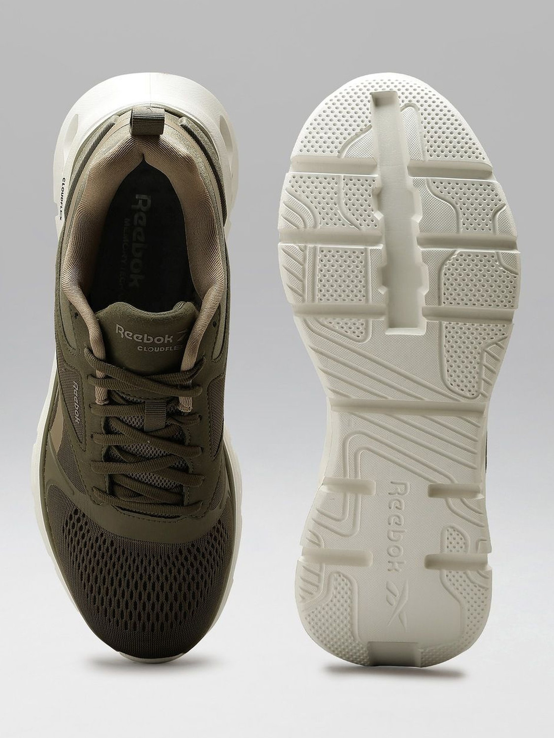 Image of REEBOK CLOUDFLEX FRAYMENT Walking Shoes For Men (Olive, 7)