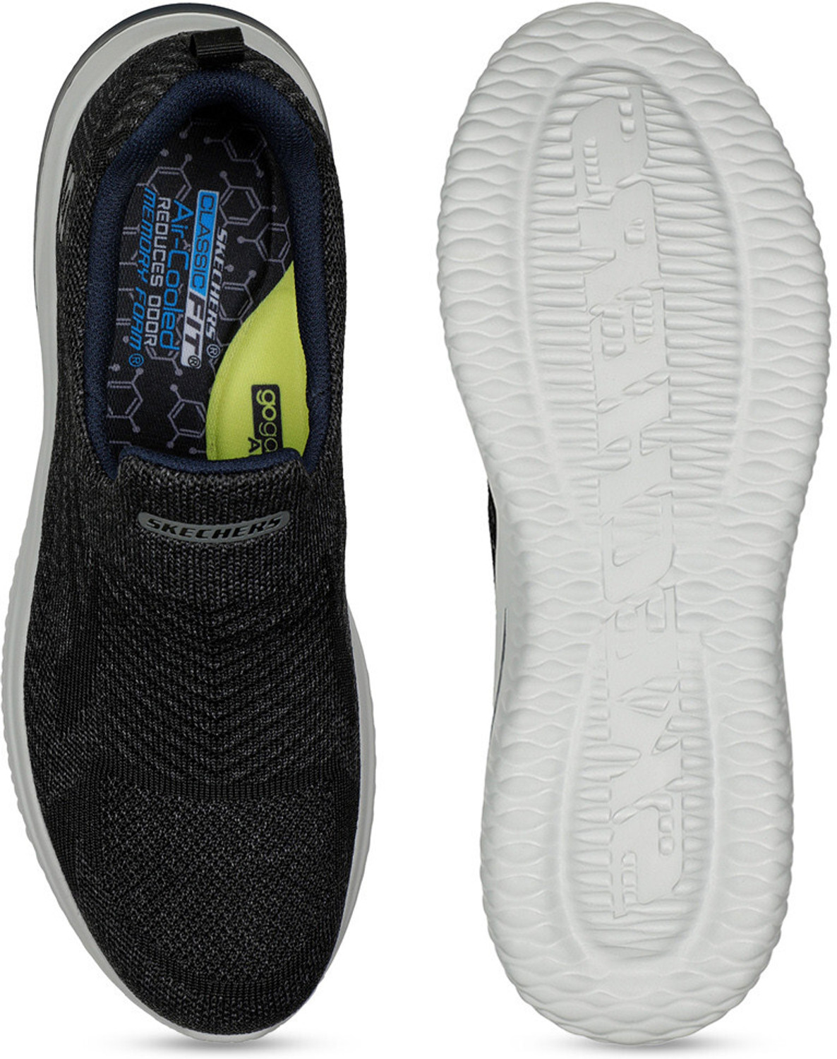 Image of Skechers DELSON 3 Men Textured Round Toe Slip On Casual Sneakers Casuals For Men