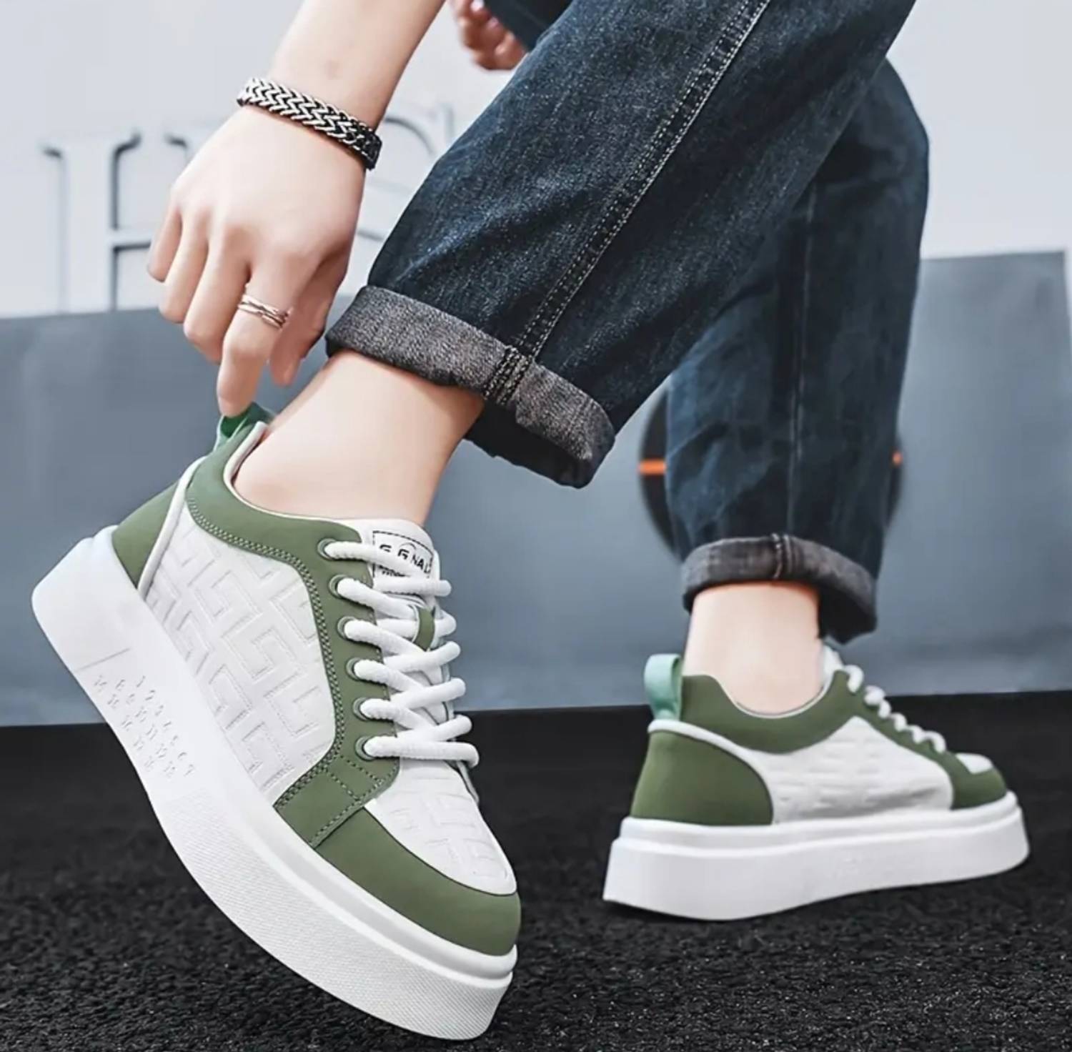 Corsac White Street-Style Sneakers for Men - Image 5