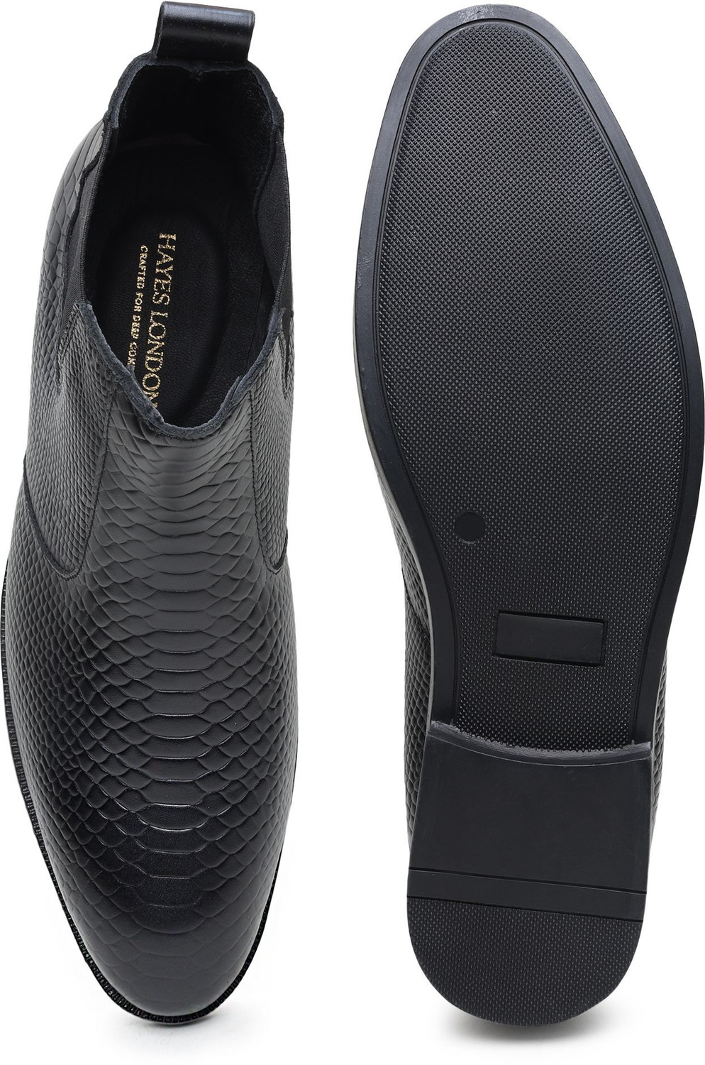Image of Hayes London Genuine Leather Chelsea Boots, Mid Top Shoe with Comfortable Block Heel, Boots For Men