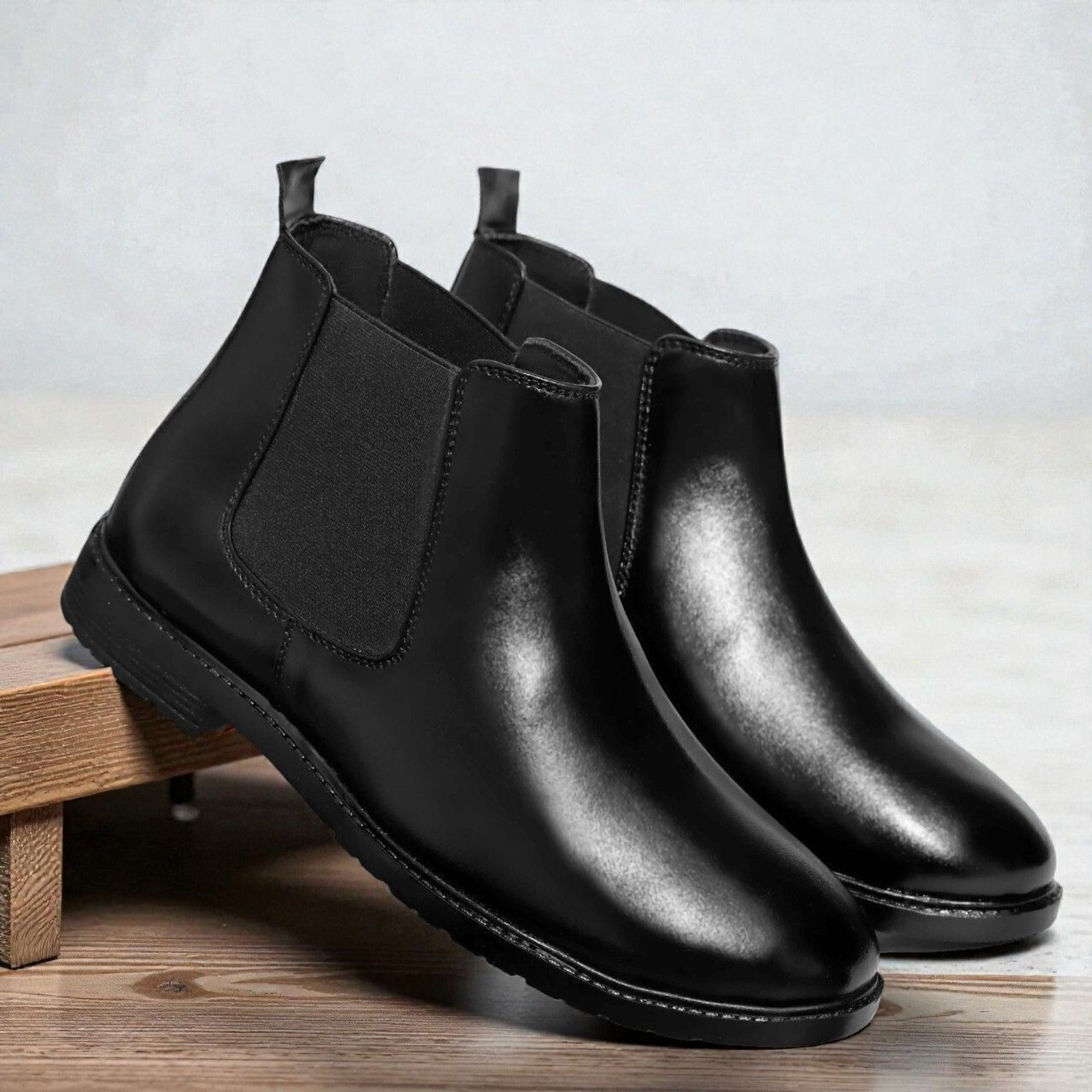 Image of lymn Synthetic Leather Lightweight Comfortable Trendy Slip On Chelsea Boots For Men Boots For Men