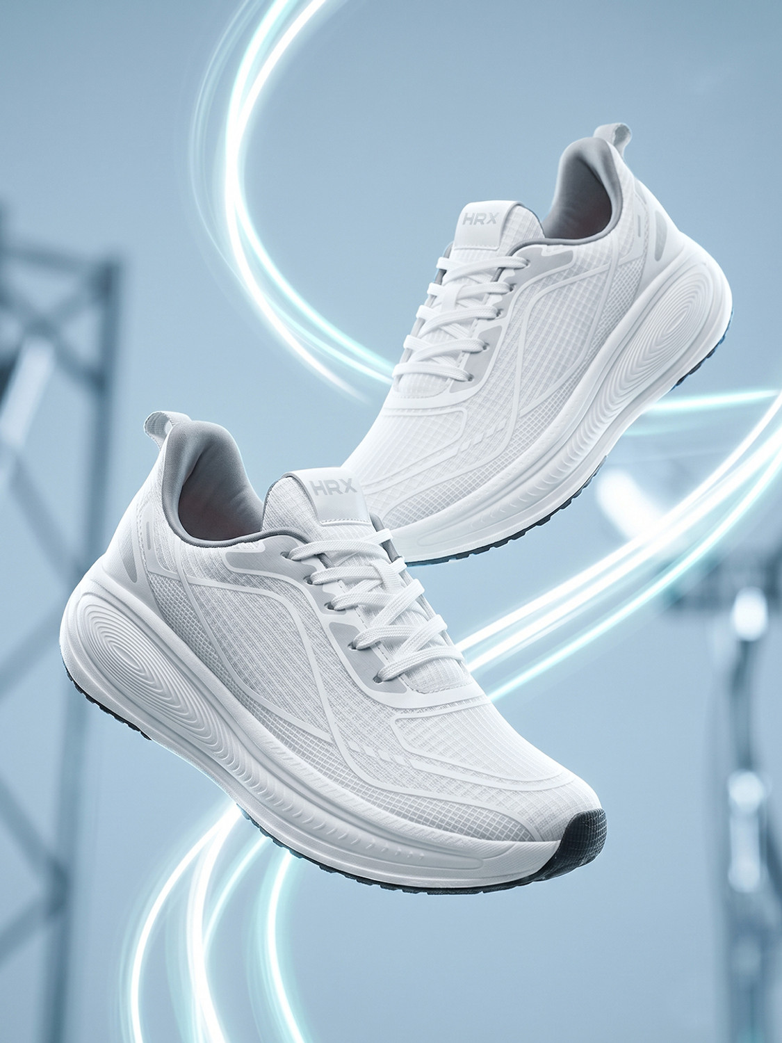 Image of HRX by Hrithik Roshan HX-420 03 Running Shoes For Men (Off White, Grey, 9)