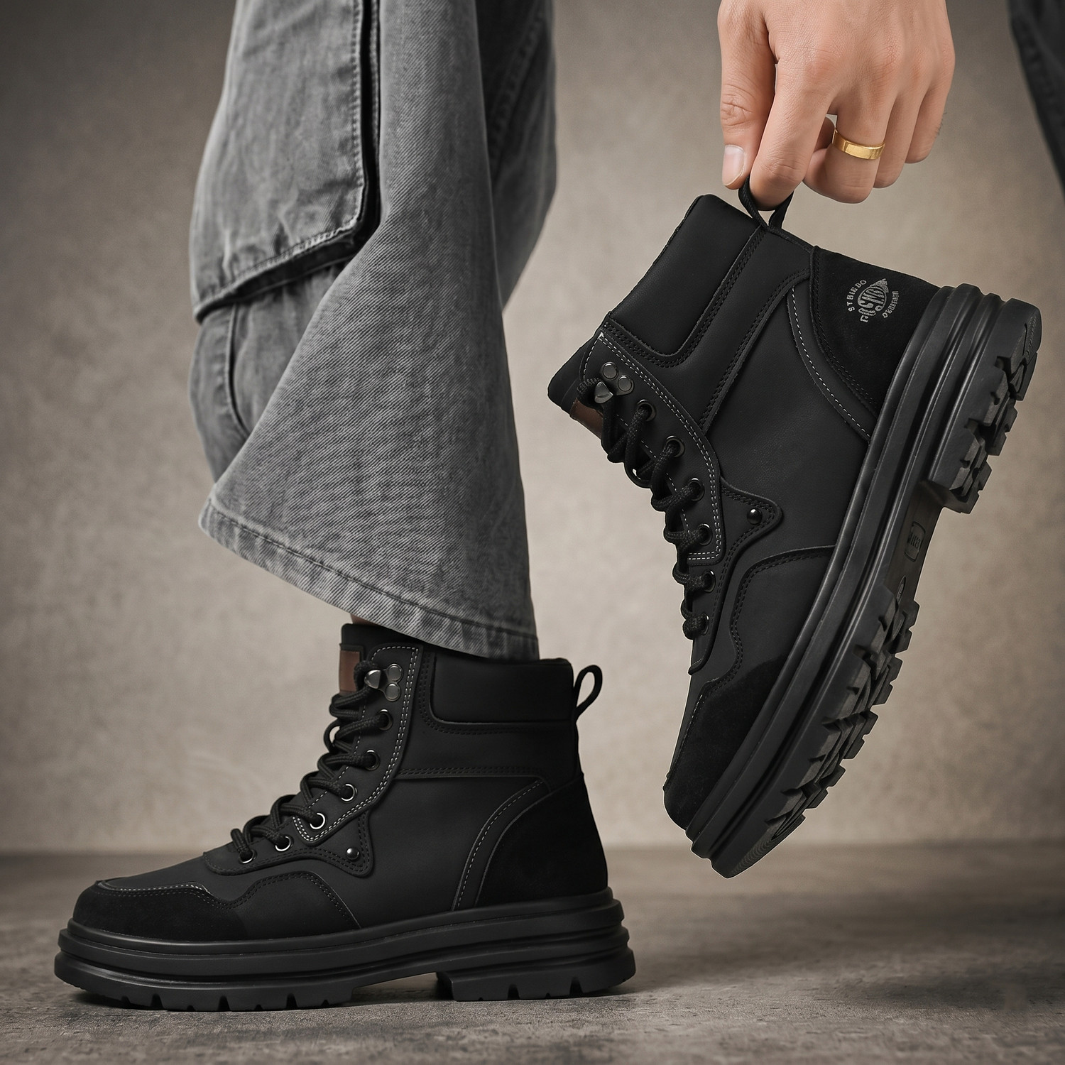 Image of 6ONE9 Stylish Casual High Ancle Sneakers Boot Shoes For Men Black Boot High Tops For Men
