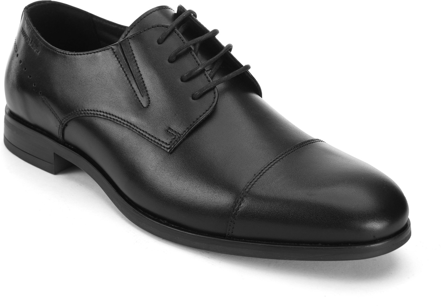 Image of THOMAS CRICK Men's Genuine Leather Plain Derby Shoes Lace Up For Men