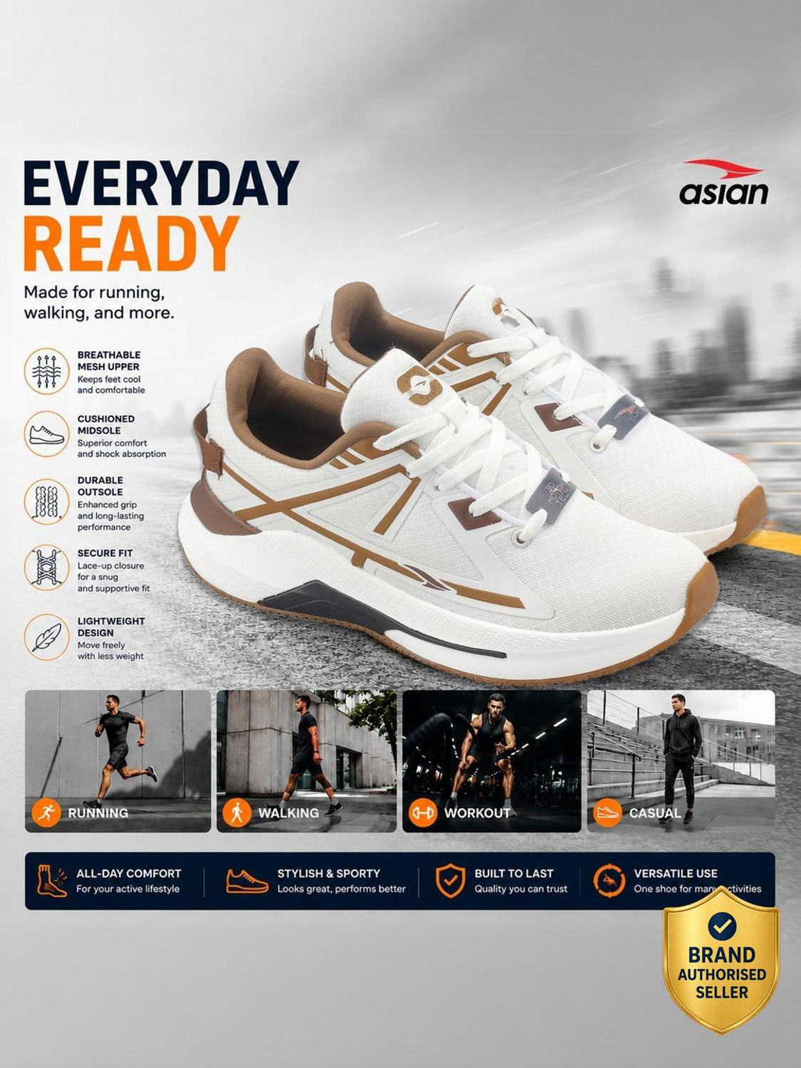 Image of asian Pulse-06 Men's Running Shoes | Breathable Mesh, Soft Cushion & Strong Grip Running Shoes For Men