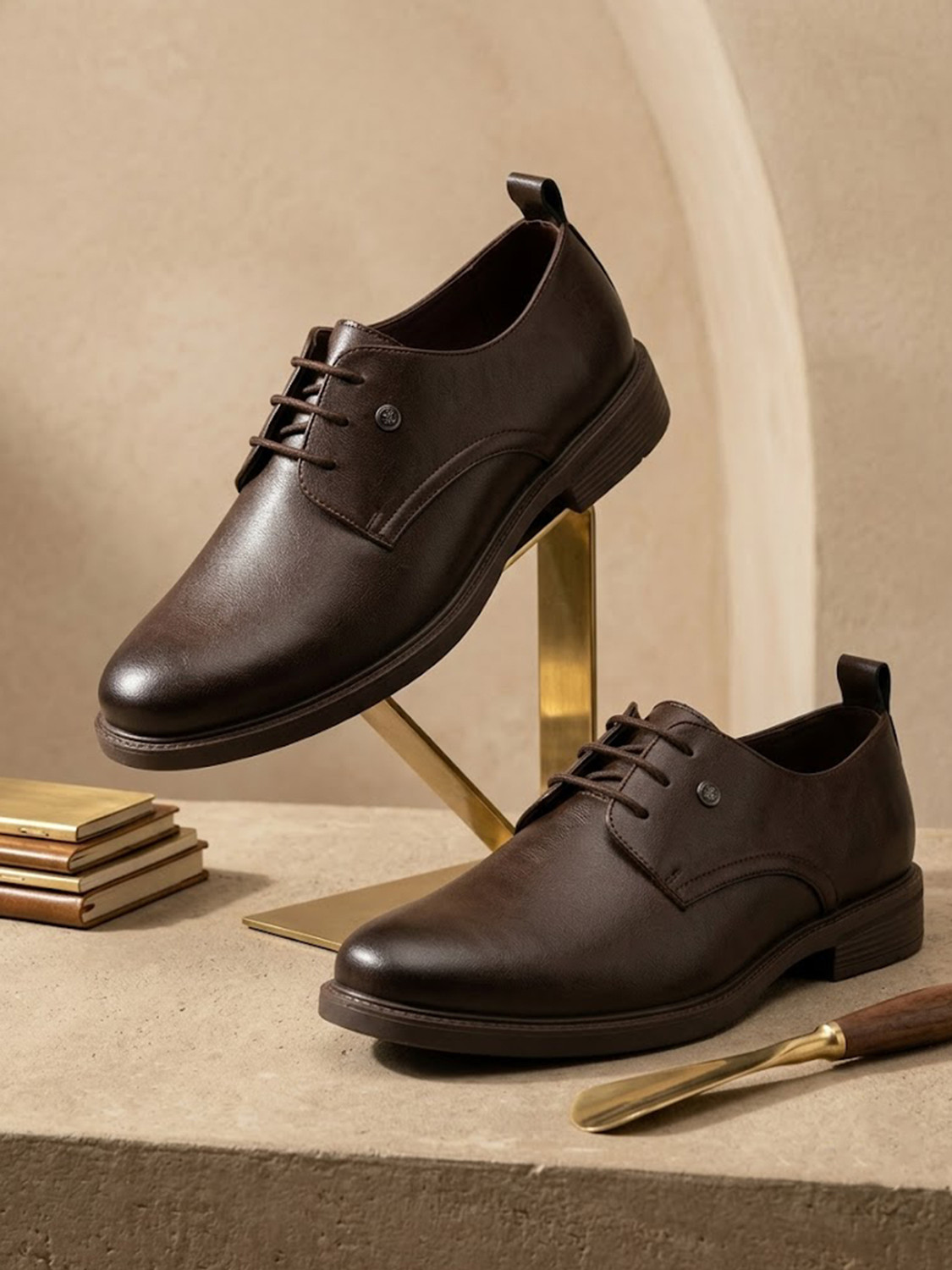 Image of House of Pataudi Men's Luxury Leather Wedding & Formal Shoes Lace Up For Men (Brown, 10)