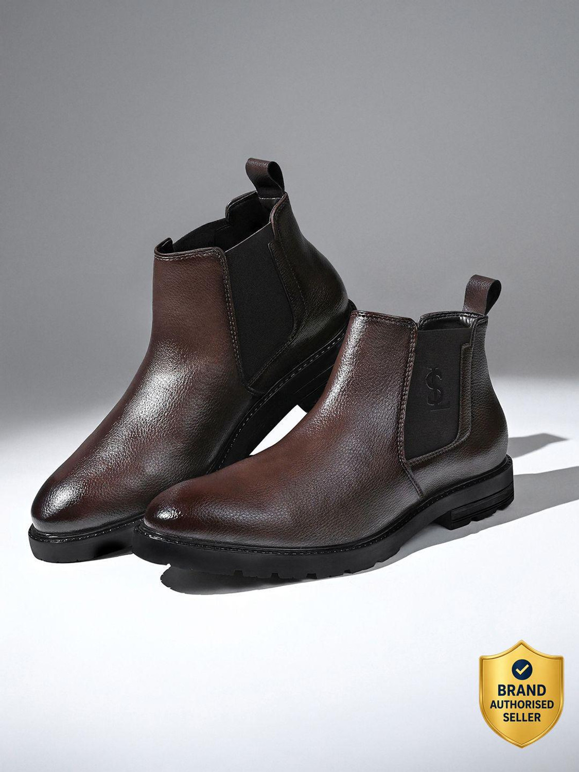 Image of LOUIS STITCH Men's Brunette Brown Mid-Top Slip-On, The Executive Chelsea Boots, LSBT-WBNDCL Boots For Men