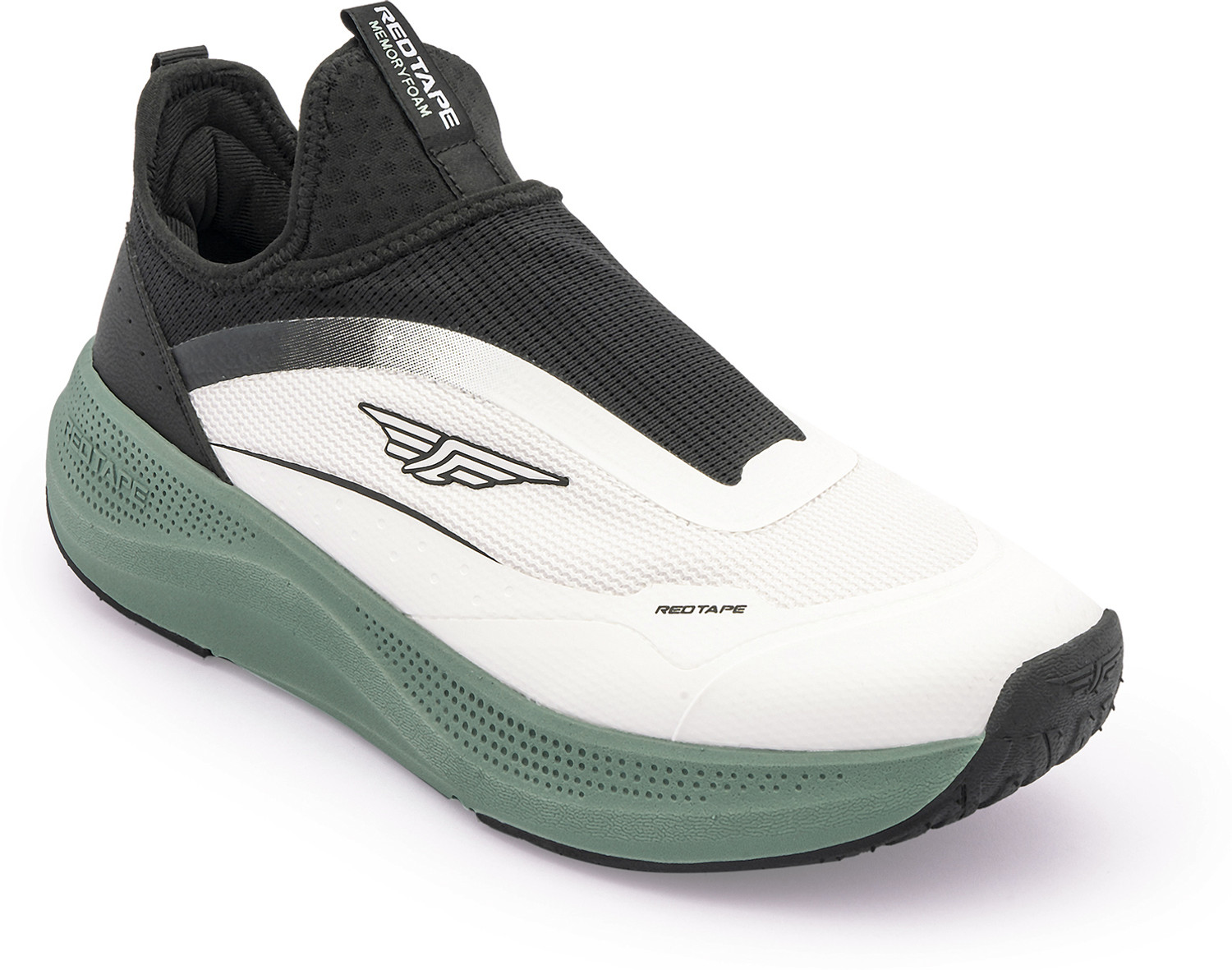 Image of RED TAPE Low Cut Walking Slip-On for Men in Green White | Walking Slip-On Walking Shoes For Men