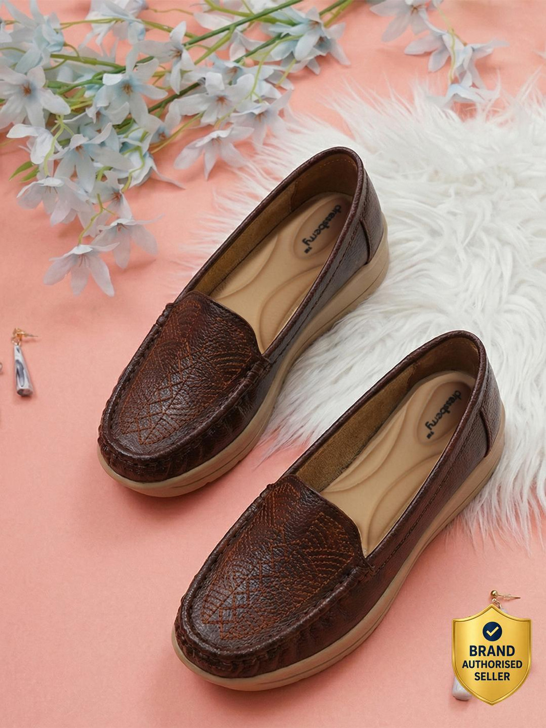 Image of Dressberry Women Leather casual loafers with soft insole comfortable Loafers For Women
