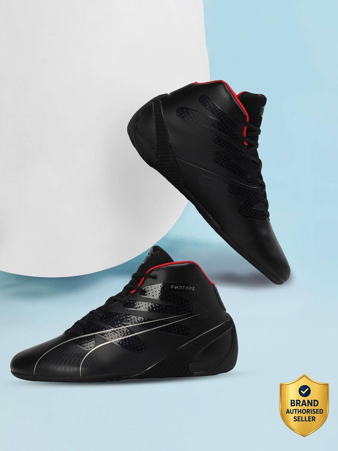PUMA Ferrari Carbon Cat Mid Sneakers for Men, Black
