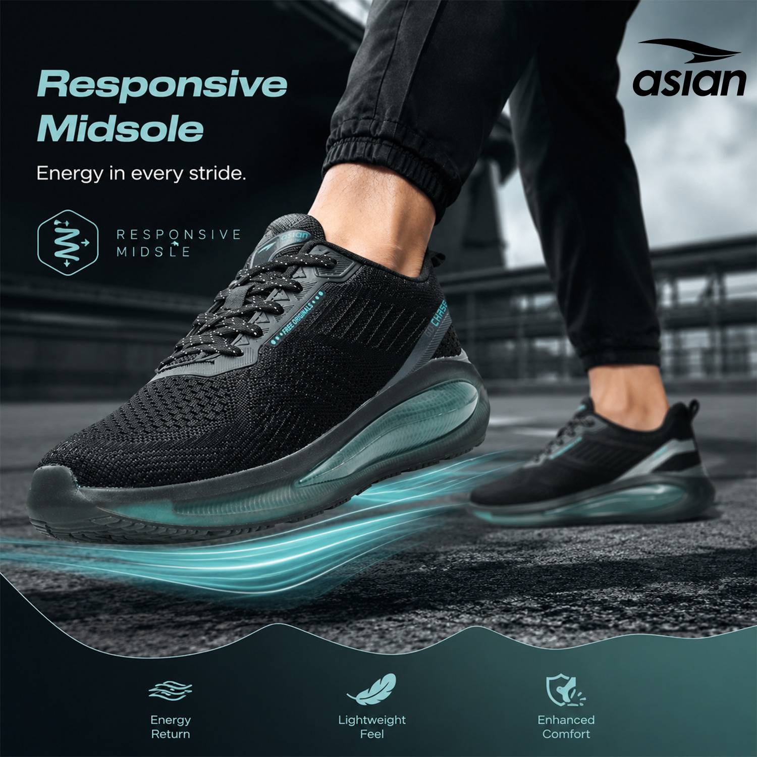 asian POWERPLAY-05 Men's Running Shoes - Image 5