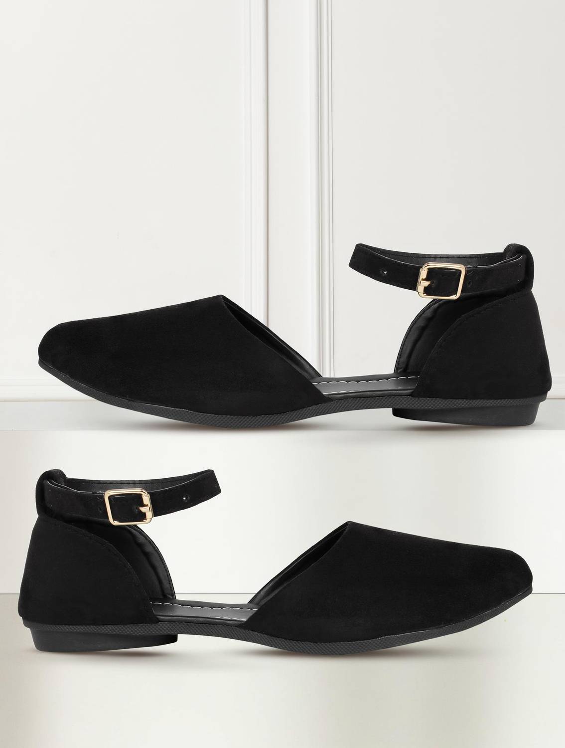 Alley Walk Suede Bellies Platform shoe Strap Adjustable Buckle Ankle Wrap Plain Ballet Flat Women Bellies