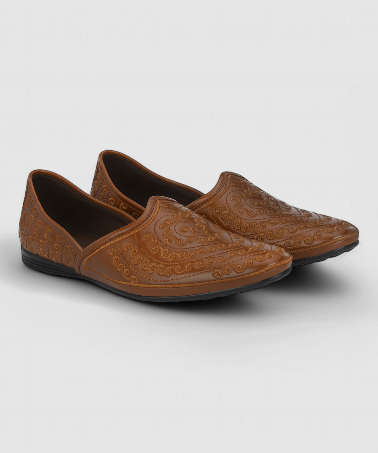 Image of House of Pataudi Round Toe Embroidered Comfortable Lightweight Slipon |Wedding,Party Occasion Mojaris For Men
