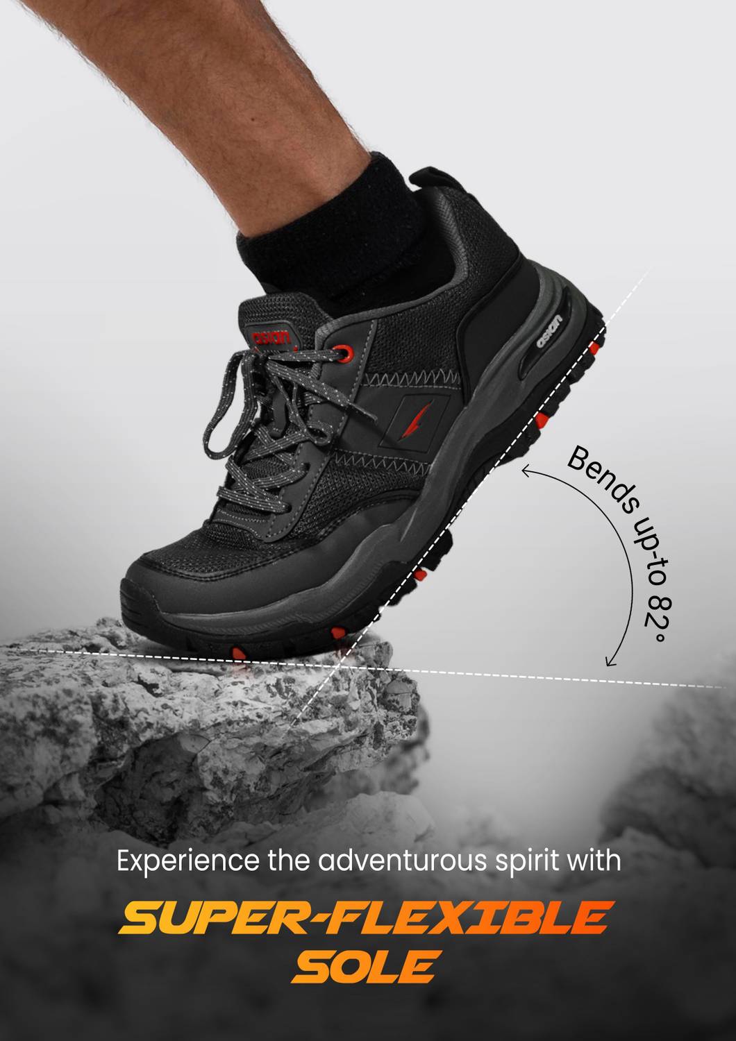 asian Everest-02 Grey Men's Trekking Shoes - Image 3