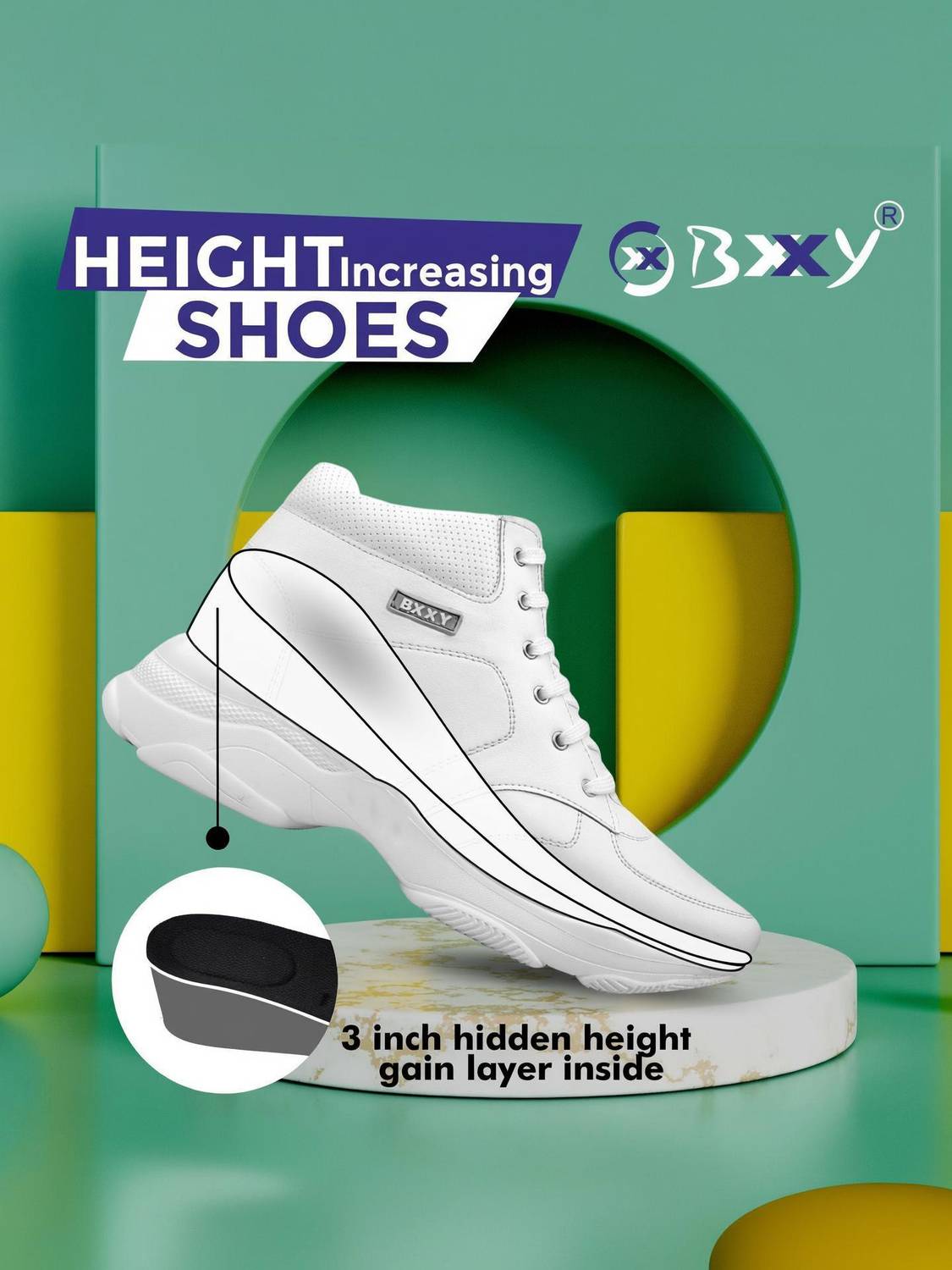 YUVRATO BAXI Men 3 Inch White Casual Shoes - Image 1