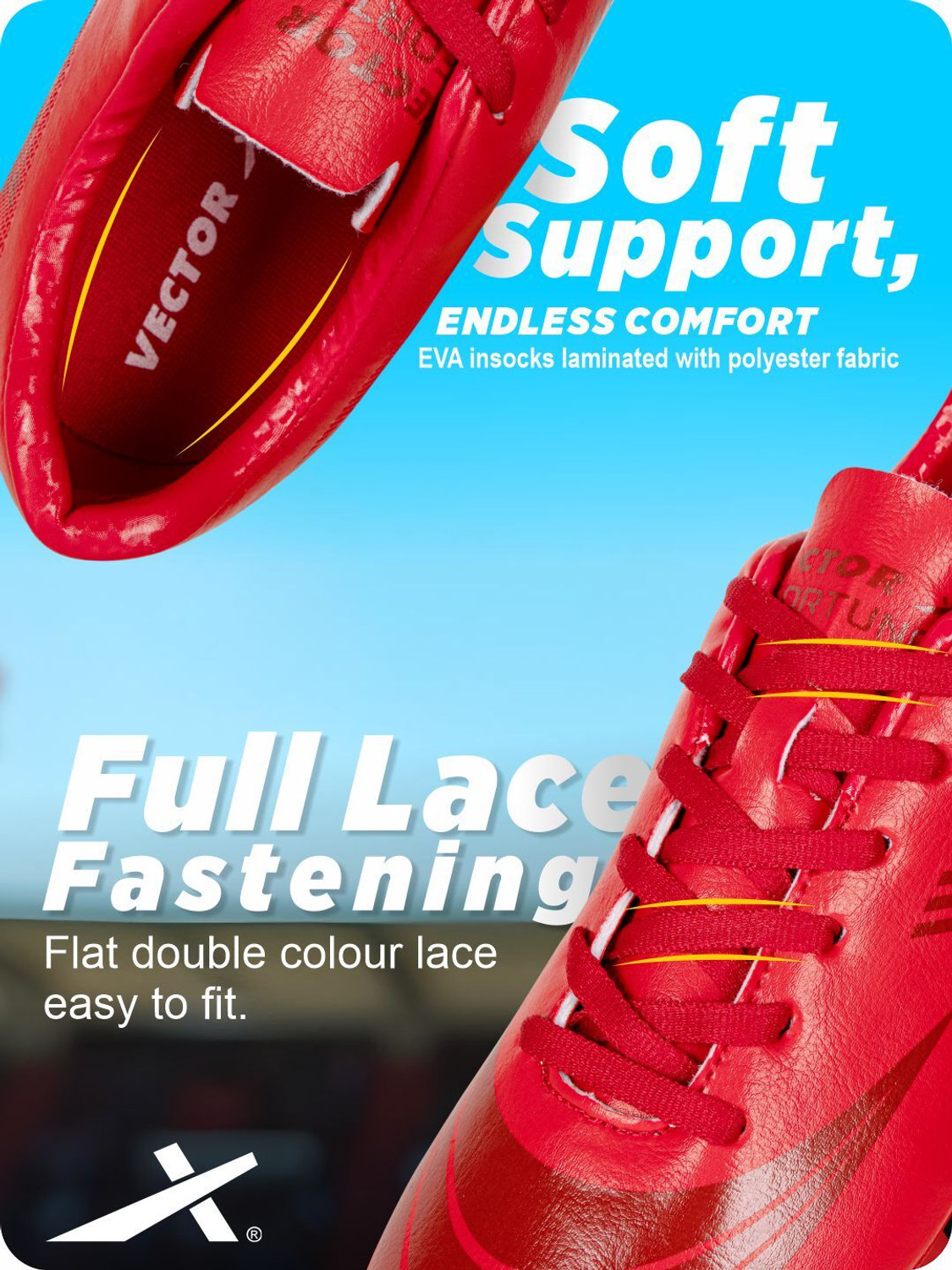 Image of VECTOR X Fortune Premium Textured & Solid Upper Grain & TPU Sole Football Shoes For Men