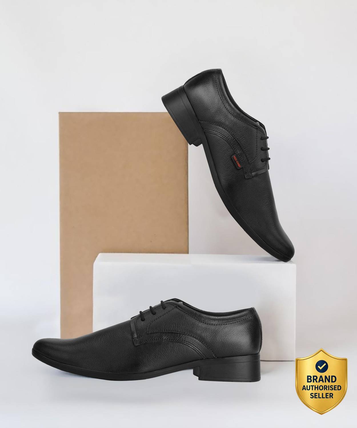 RED CHIEF RC3496 001 Black Derby Shoes - Image 1